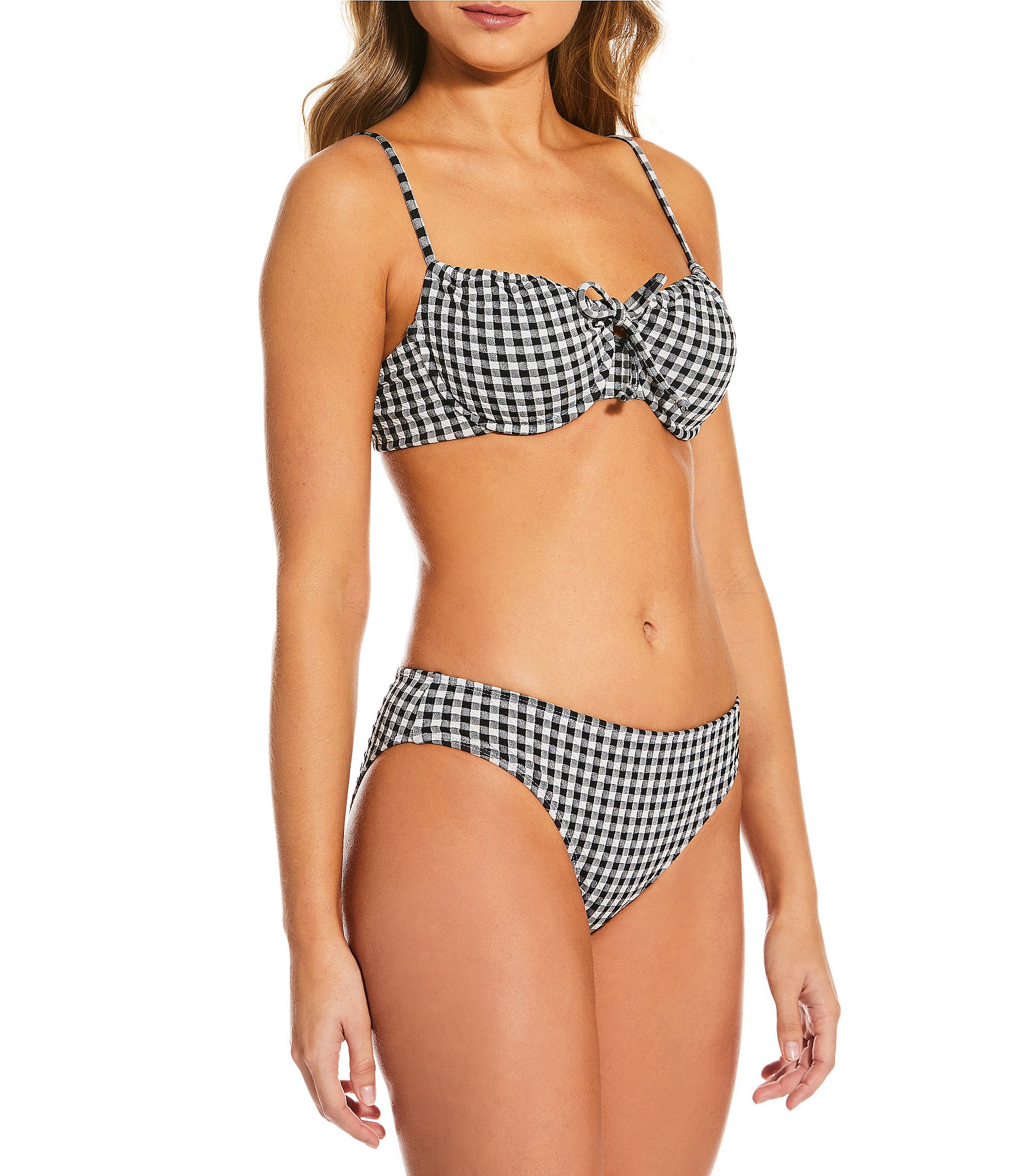 Gianni Bini Gingham Retro Hipster Swim Bottom
