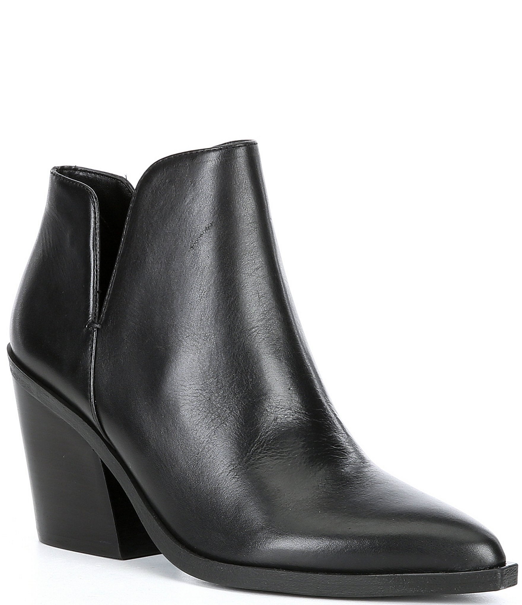 Gianni Bini Huttsen Leather Stacked Heel Western Booties | Dillard's