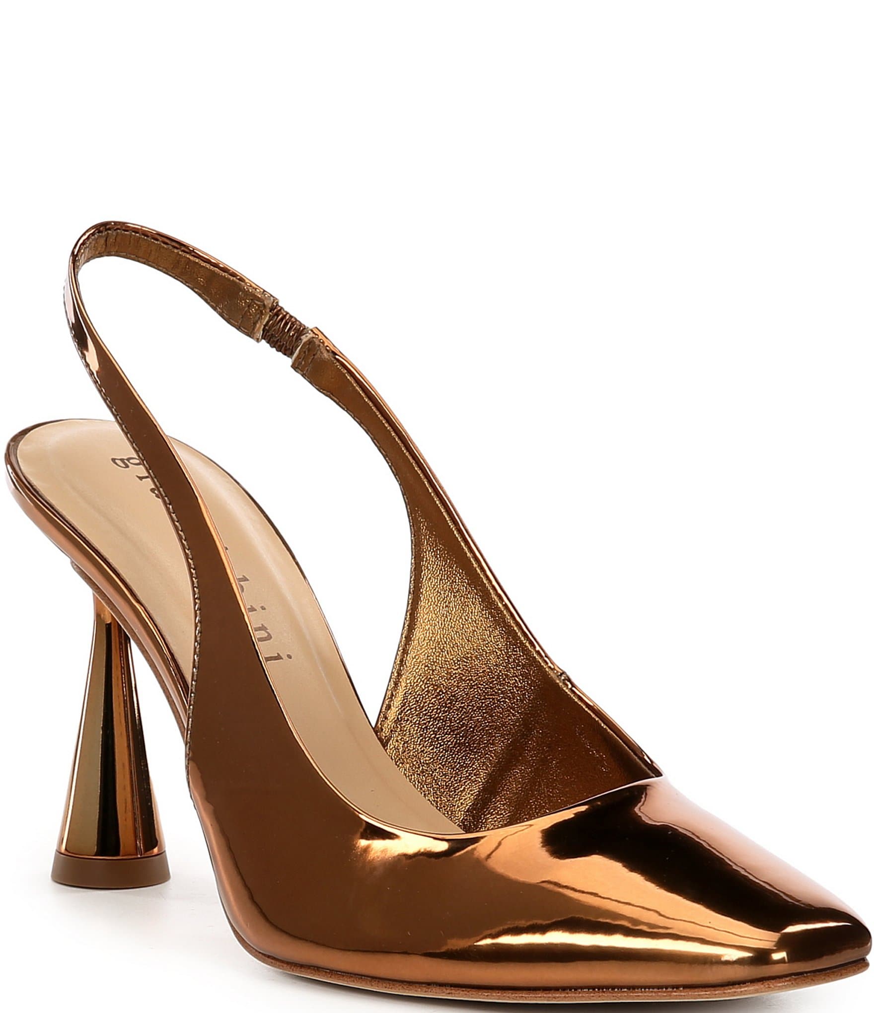 Gianni Bini Isla Mirror Metallic Square Toe Slingback Pumps