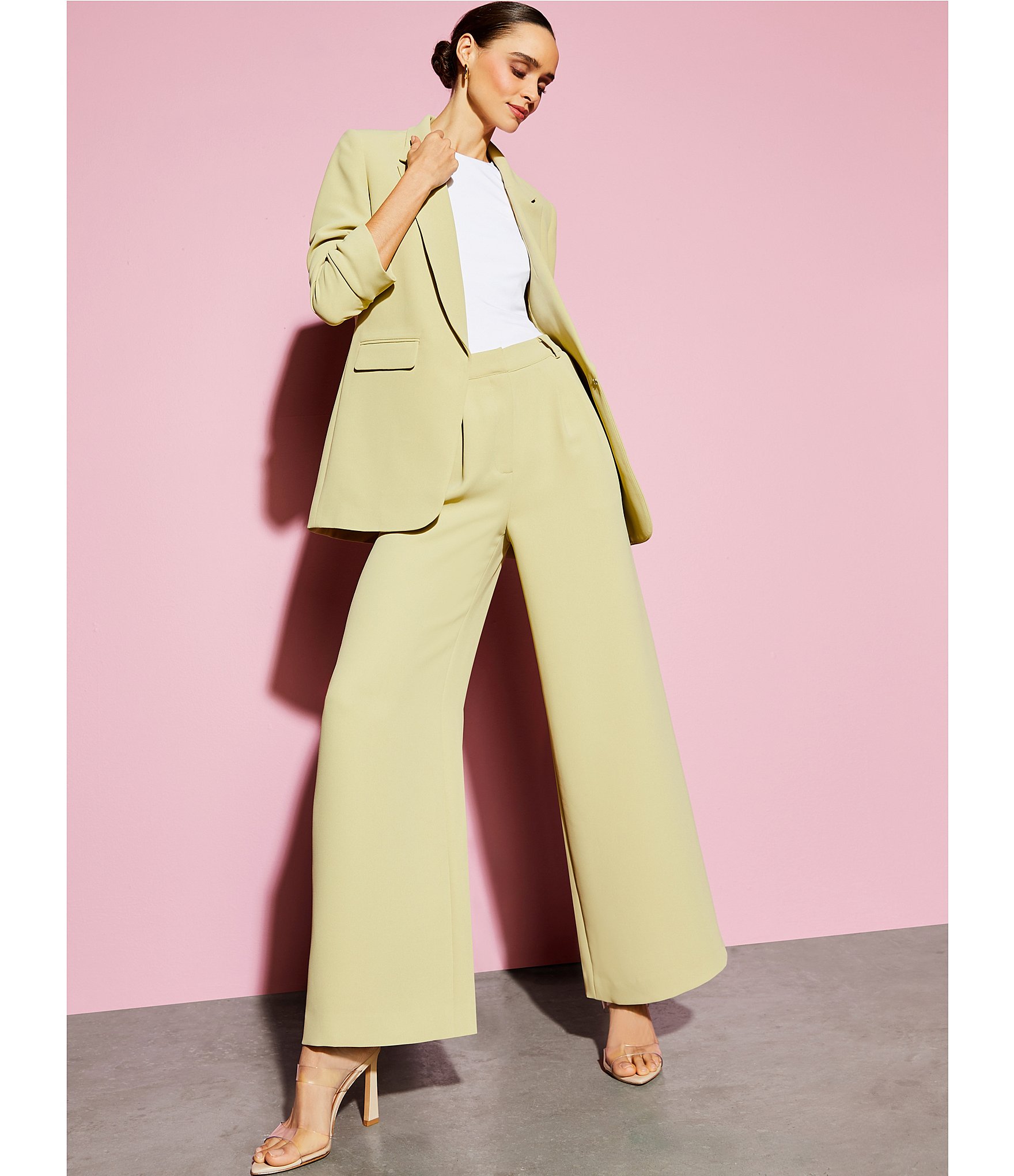 Gianni Bini Jemma Ruched 3/4 Sleeve Shawl Collar Twill Boyfriend Blazer