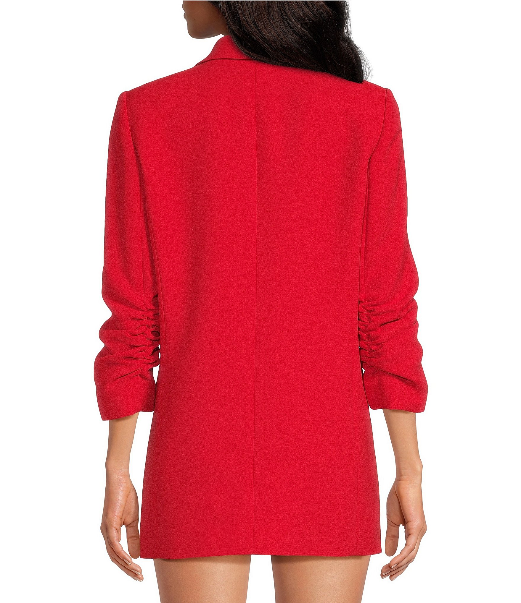Gianni Bini Jemma Ruched 3/4 Sleeve Shawl Collar Twill Boyfriend Blazer