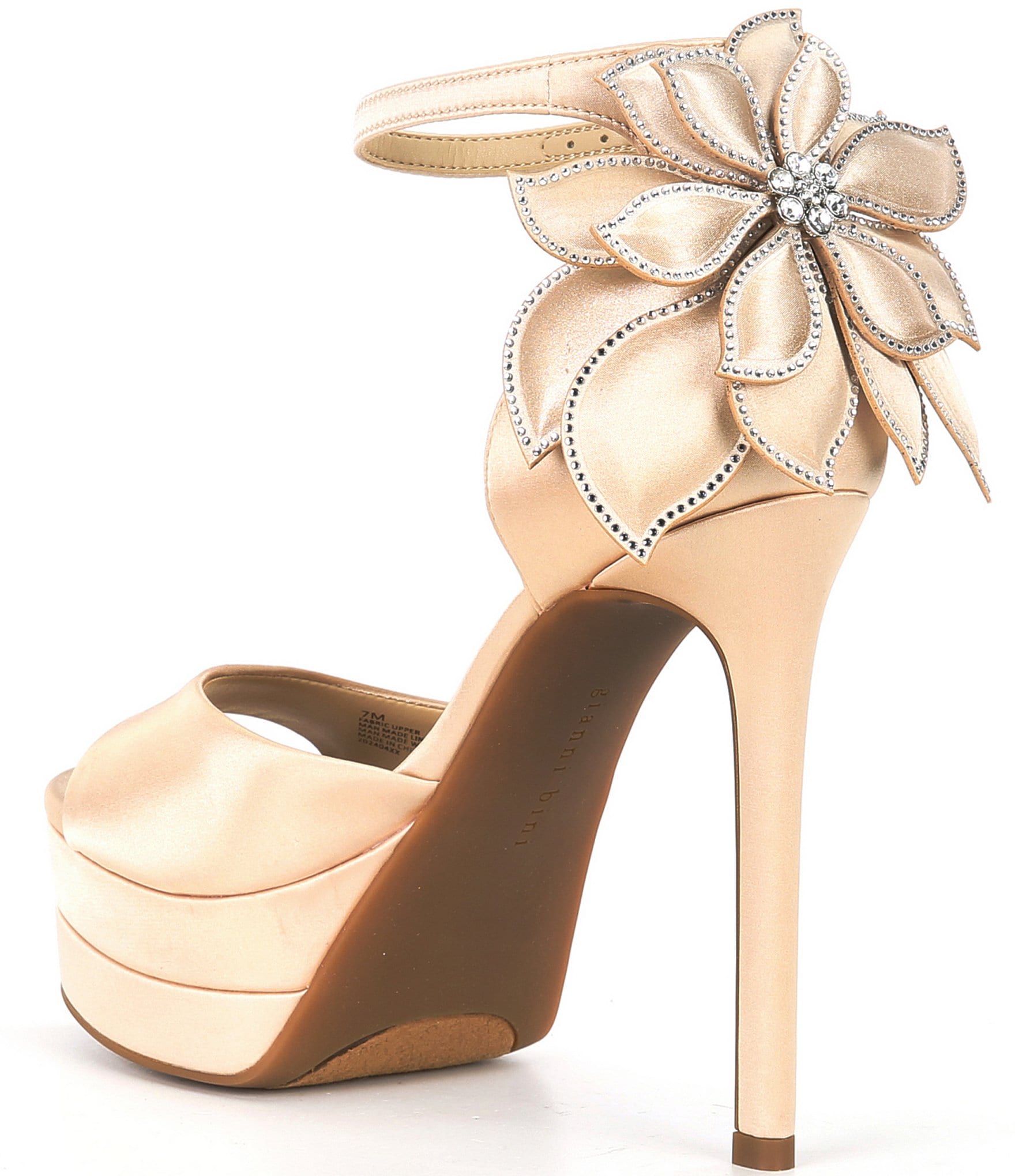 Gianni Bini Karmello Satin Flower Ankle Strap Platform Dress Sandals