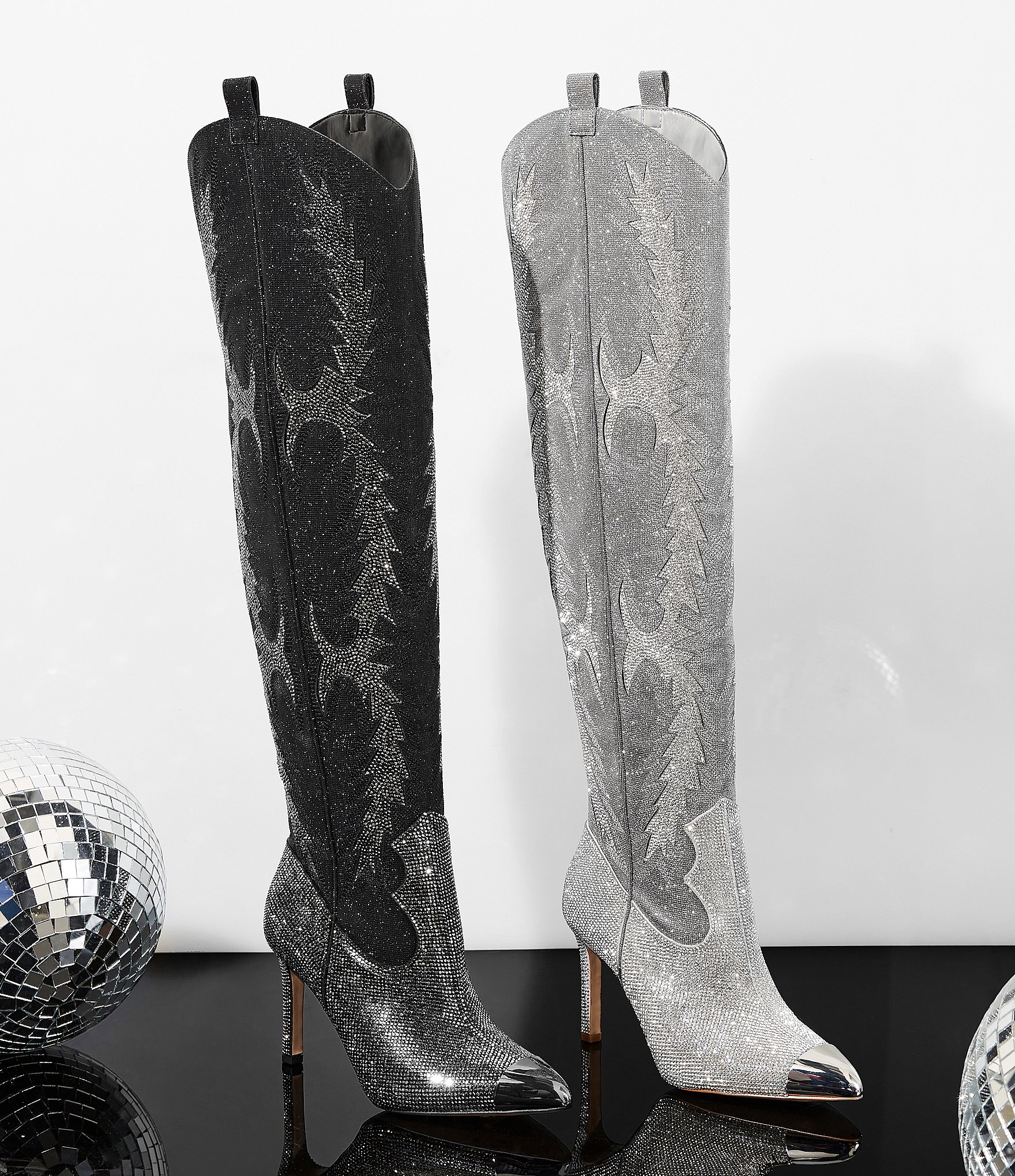 Gianni Bini KatyannaTwo Over-the-Knee Rhinestone Embellished Western Dress Boots