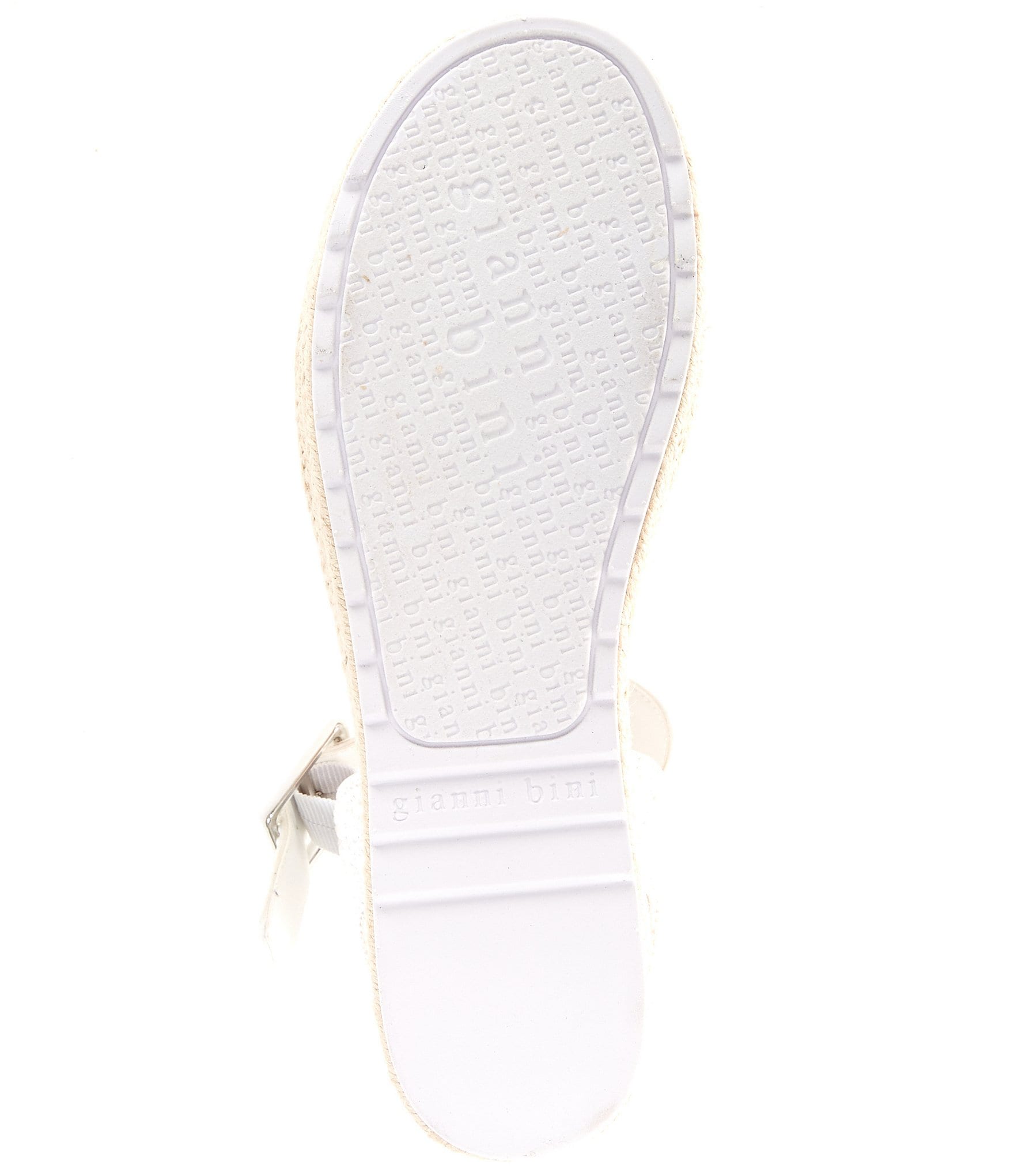 Gianni Bini Keegan Four Pearl Embellished Oversized Buckle Platform Espadrille Sandals