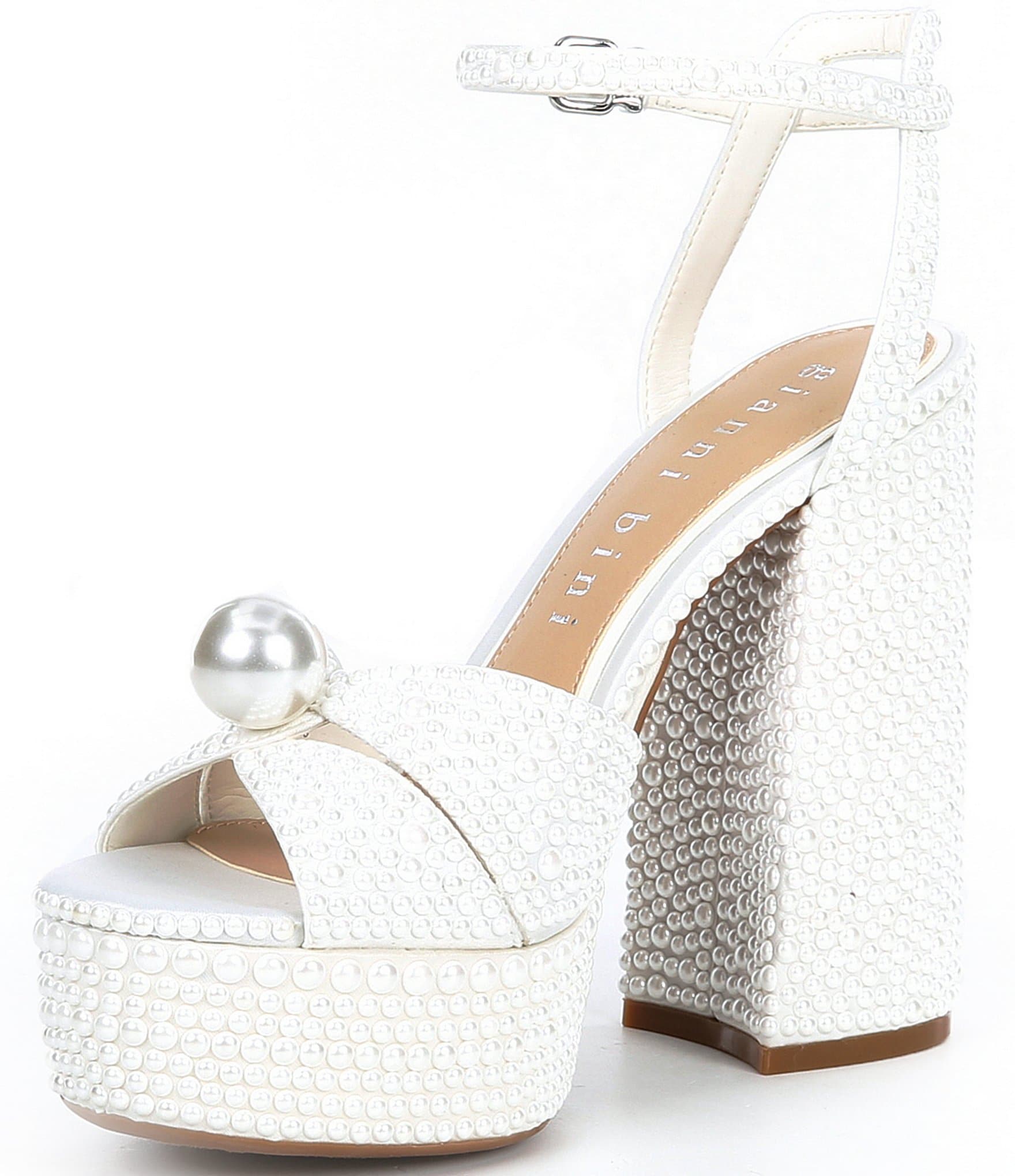 Gianni Bini Kemara Two Pearl Ornamented Platform Sandals