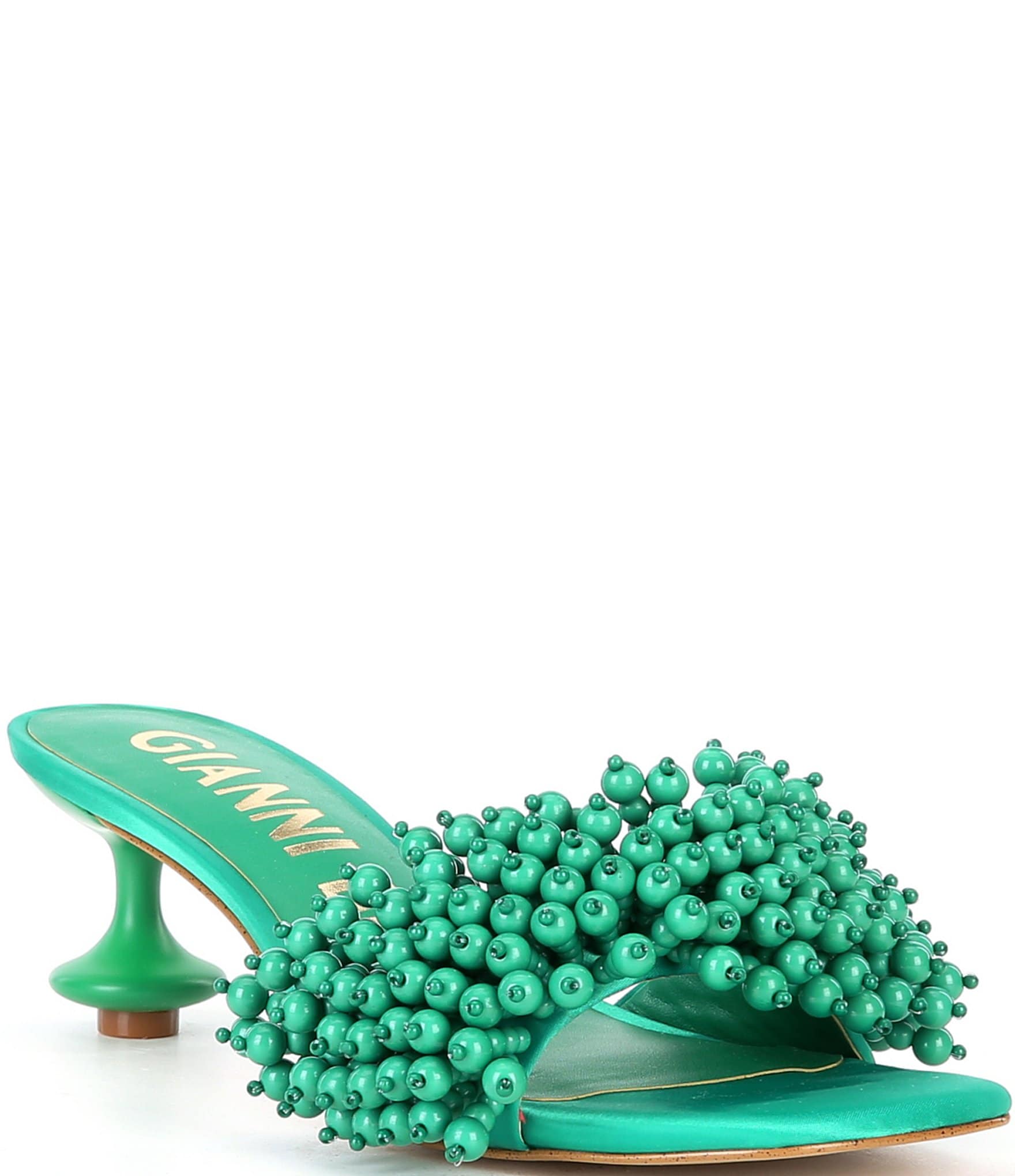 Gianni Bini Lonzo Bead Ornament Square Toe Slide Sandals | Dillard's