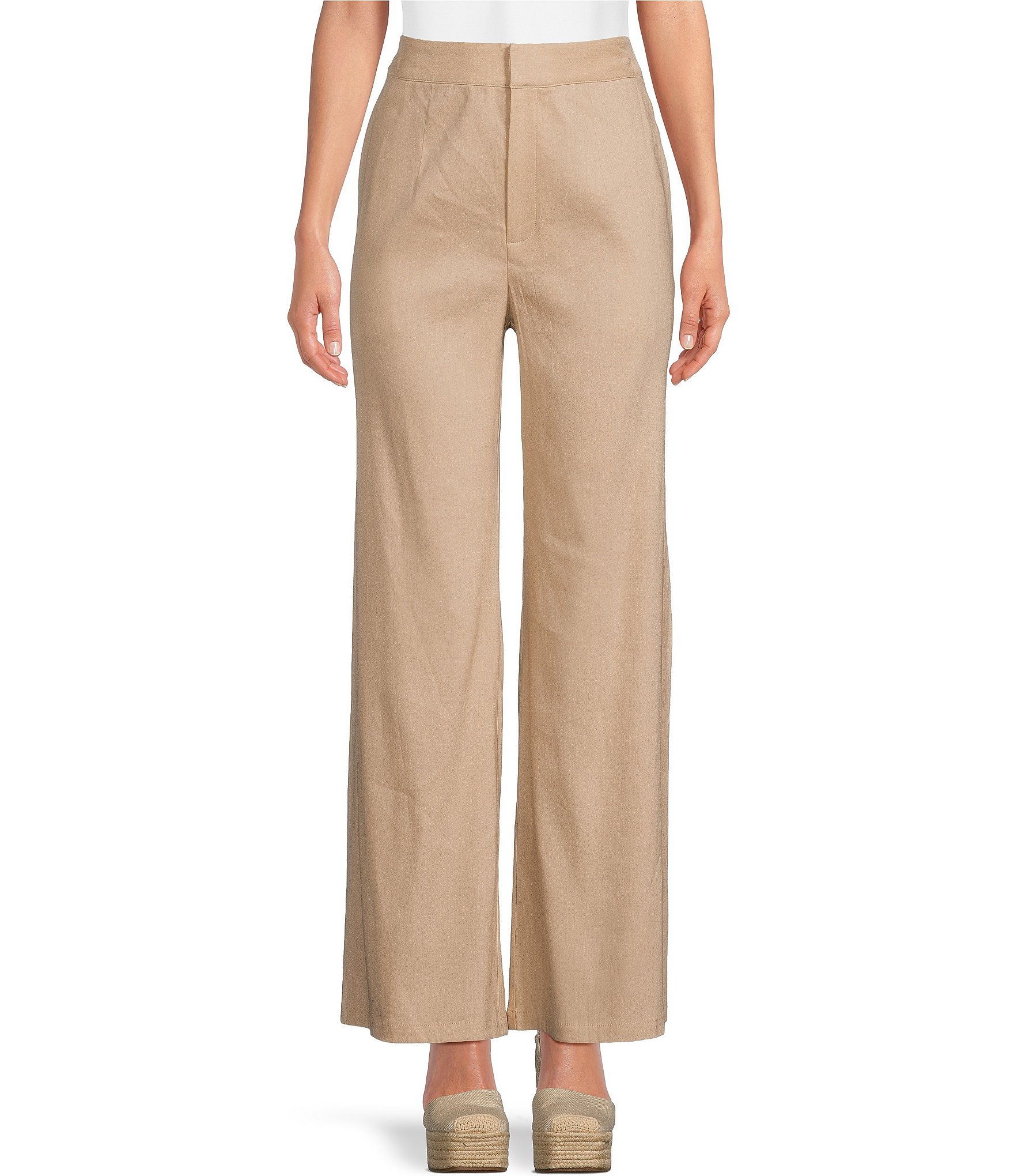 Gianni Bini Lucie Linen Flat Front Waist High Rise Coordinating Pants ...