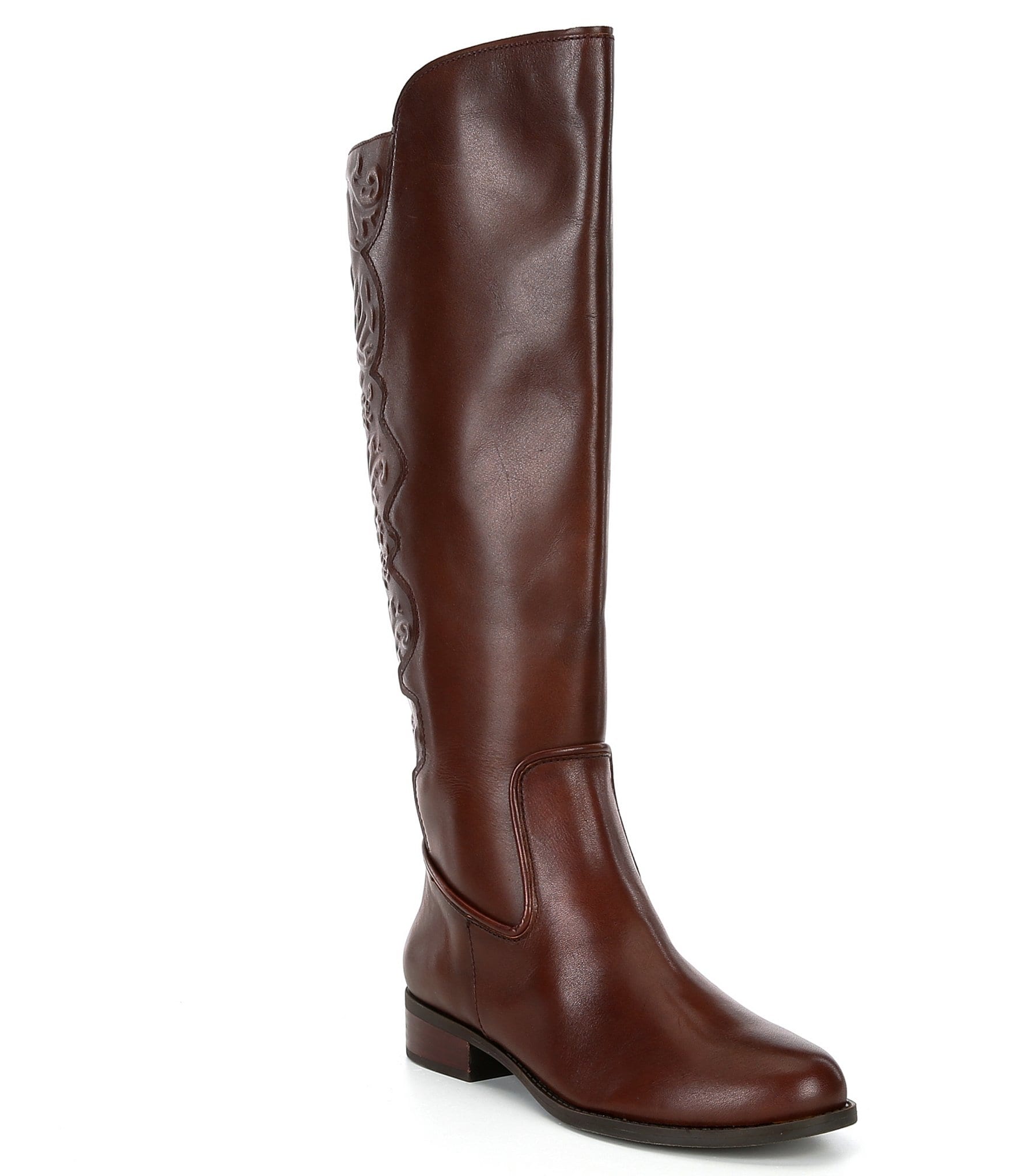 Gianni Bini Maddox Narrow Calf Embossed Leather Riding Boots | Dillard's