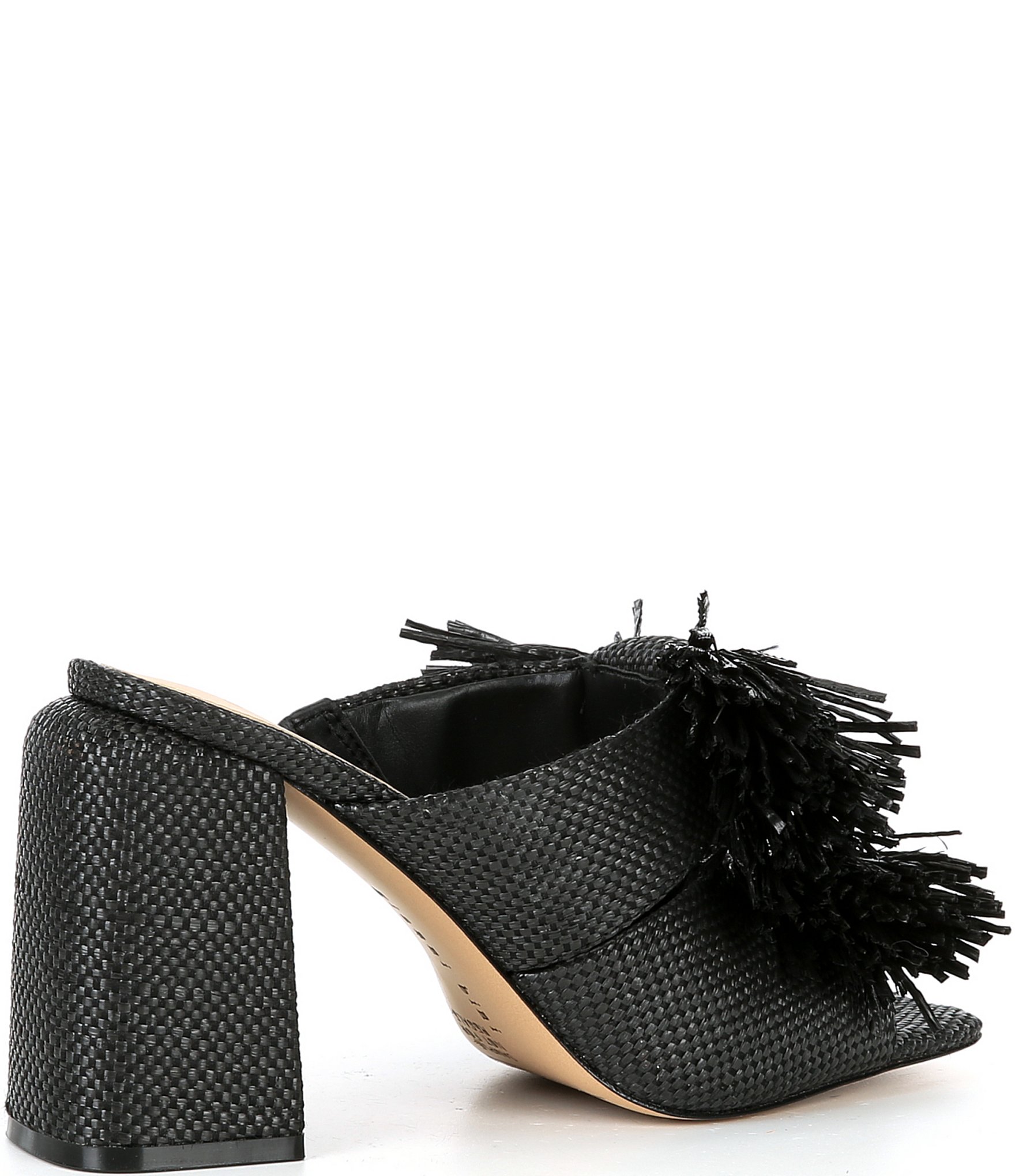 Gianni Bini Maguire Raffia Knotted Fringe Slide Sandals