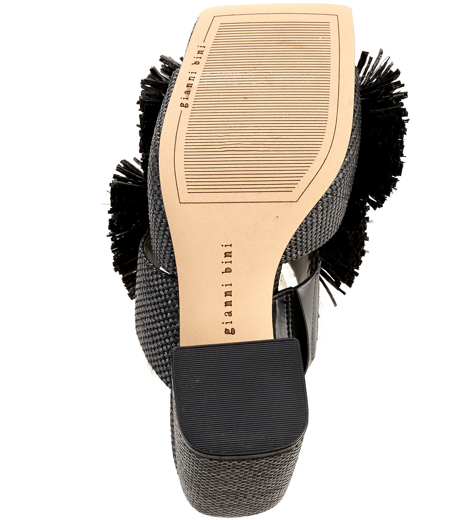 Gianni Bini Maguire Raffia Knotted Fringe Slide Sandals