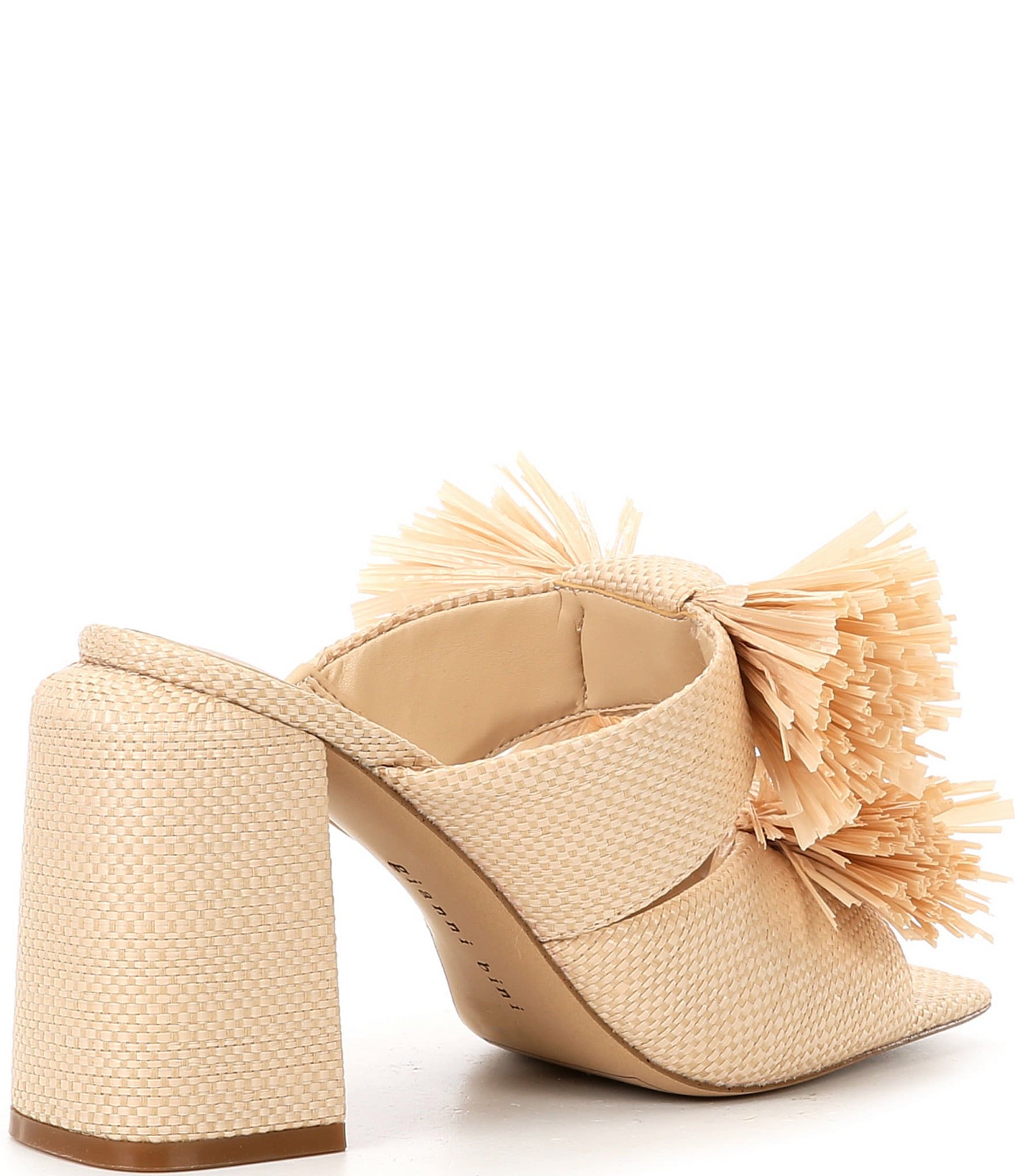 Gianni Bini Maguire Raffia Knotted Fringe Slide Sandals