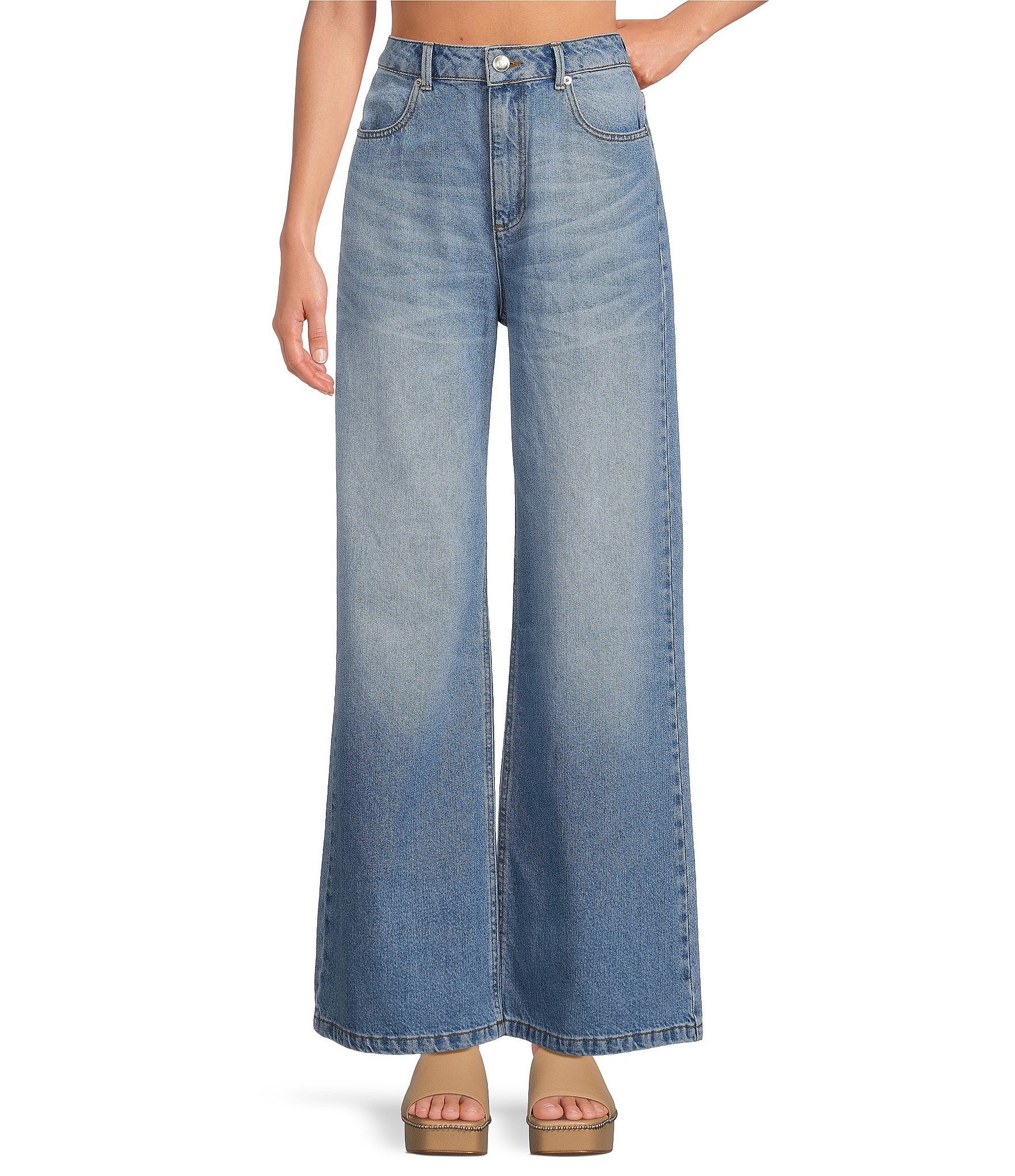 Gianni Bini Mariposa Denim Wide Leg Medium Wash Jeans | Dillard's