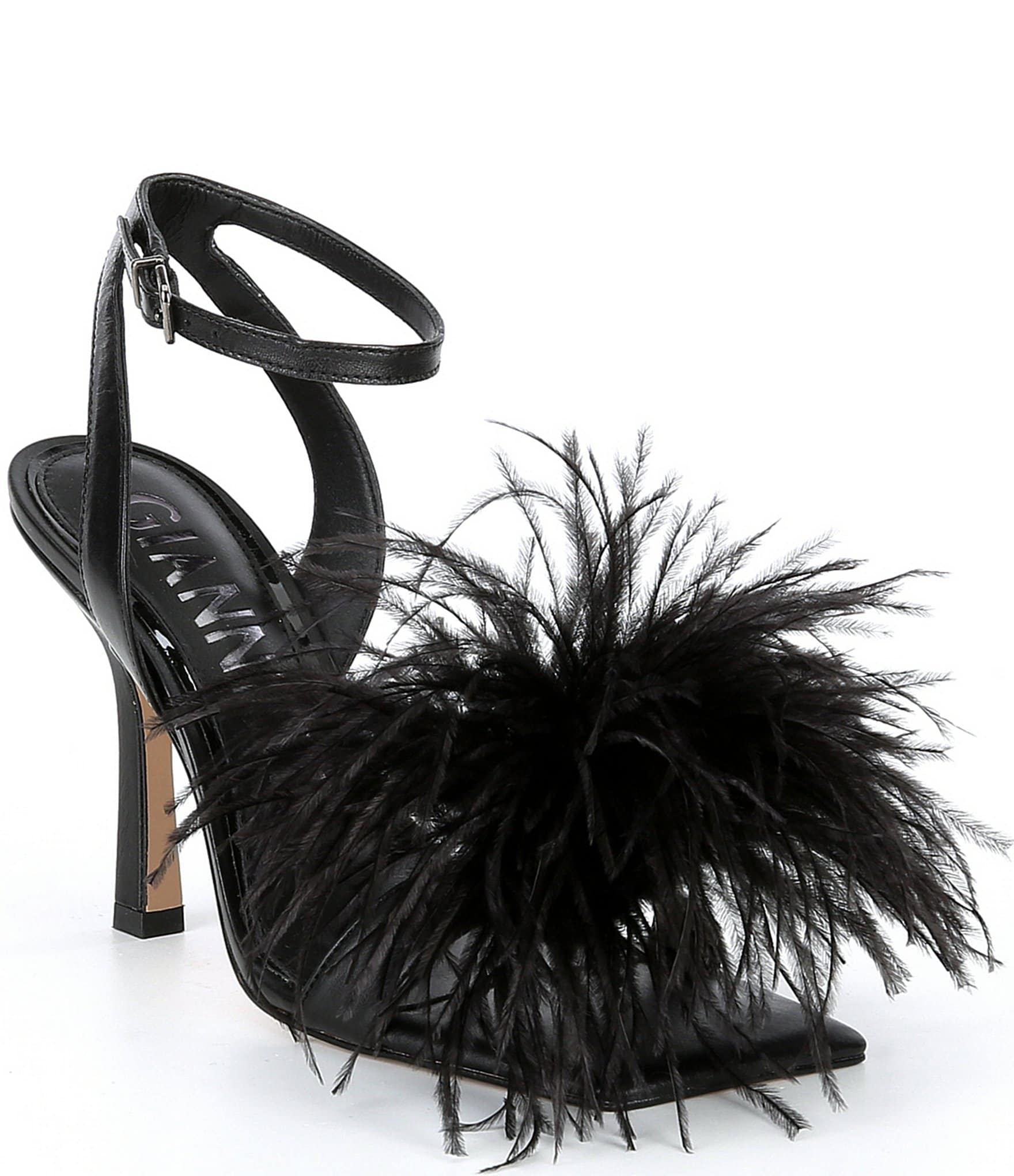 Gianni Bini Neela Feather Square Toe Dress Sandals | Dillard's