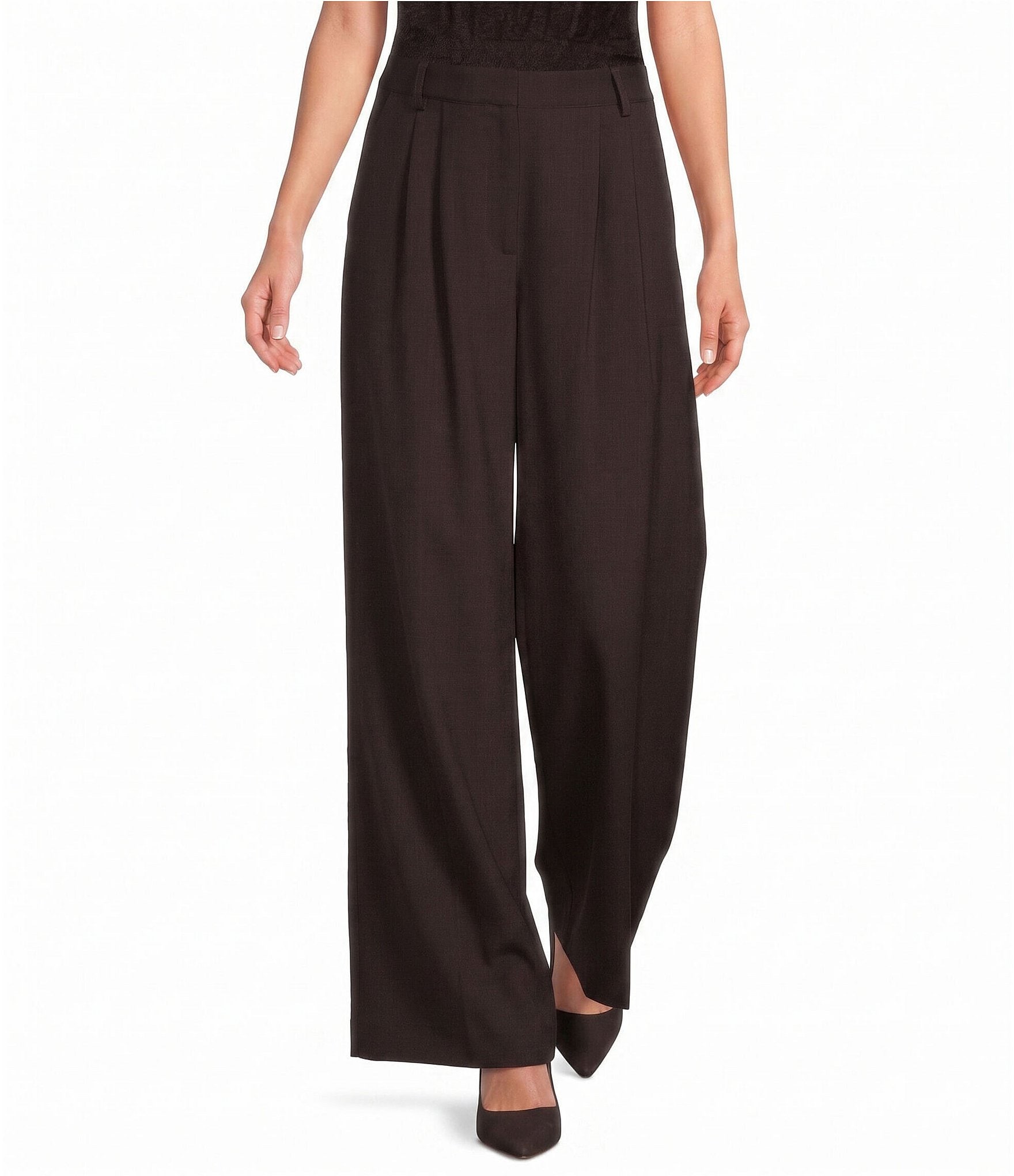 Gianni Bini Nora Drapey Mid Rise Wide Leg Trouser Pants