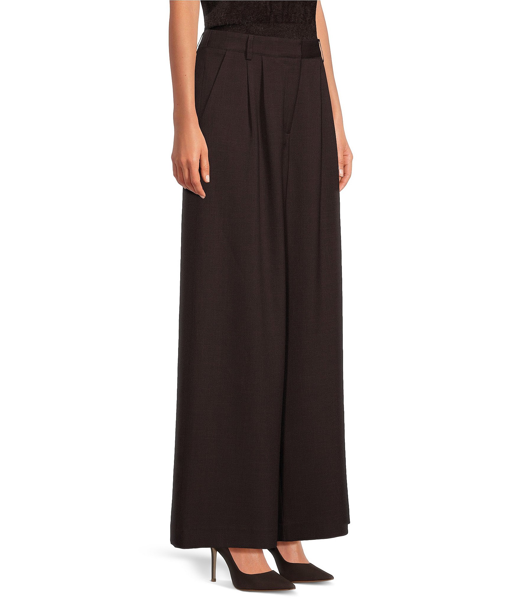 Gianni Bini Nora Drapey Mid Rise Wide Leg Trouser Pants