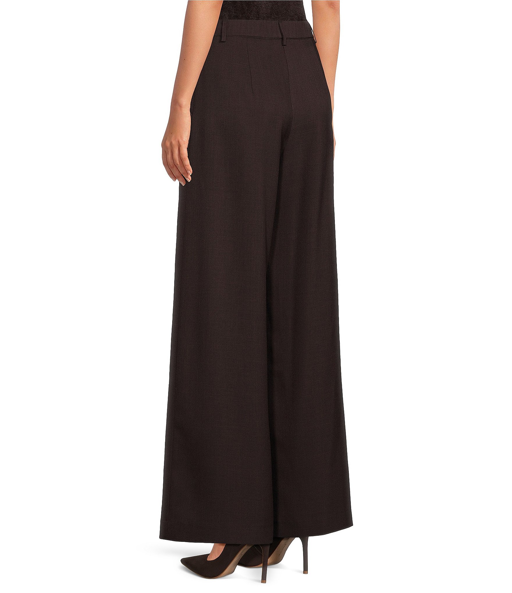 Gianni Bini Nora Drapey Mid Rise Wide Leg Trouser Pants