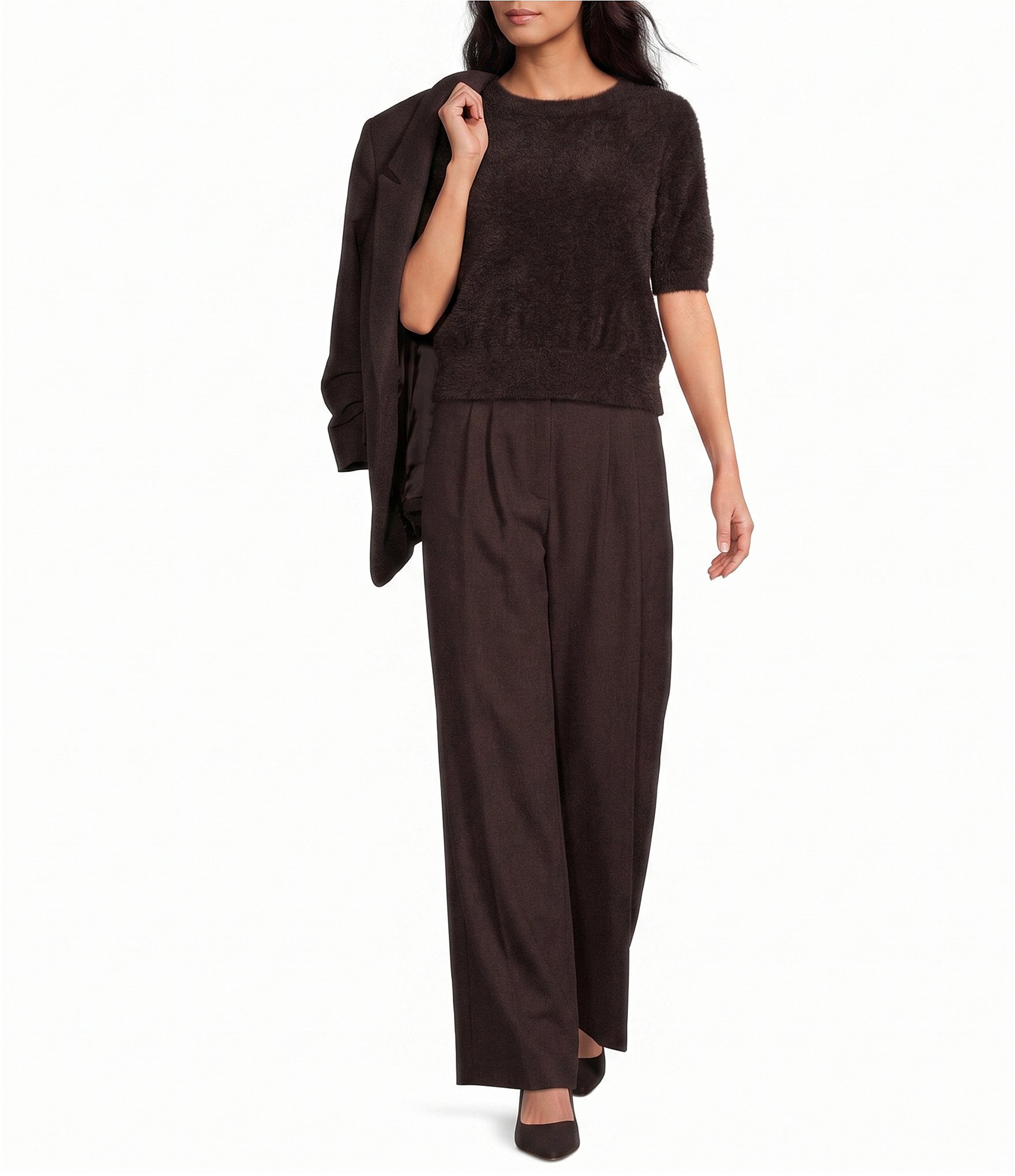 Gianni Bini Nora Drapey Mid Rise Wide Leg Trouser Pants