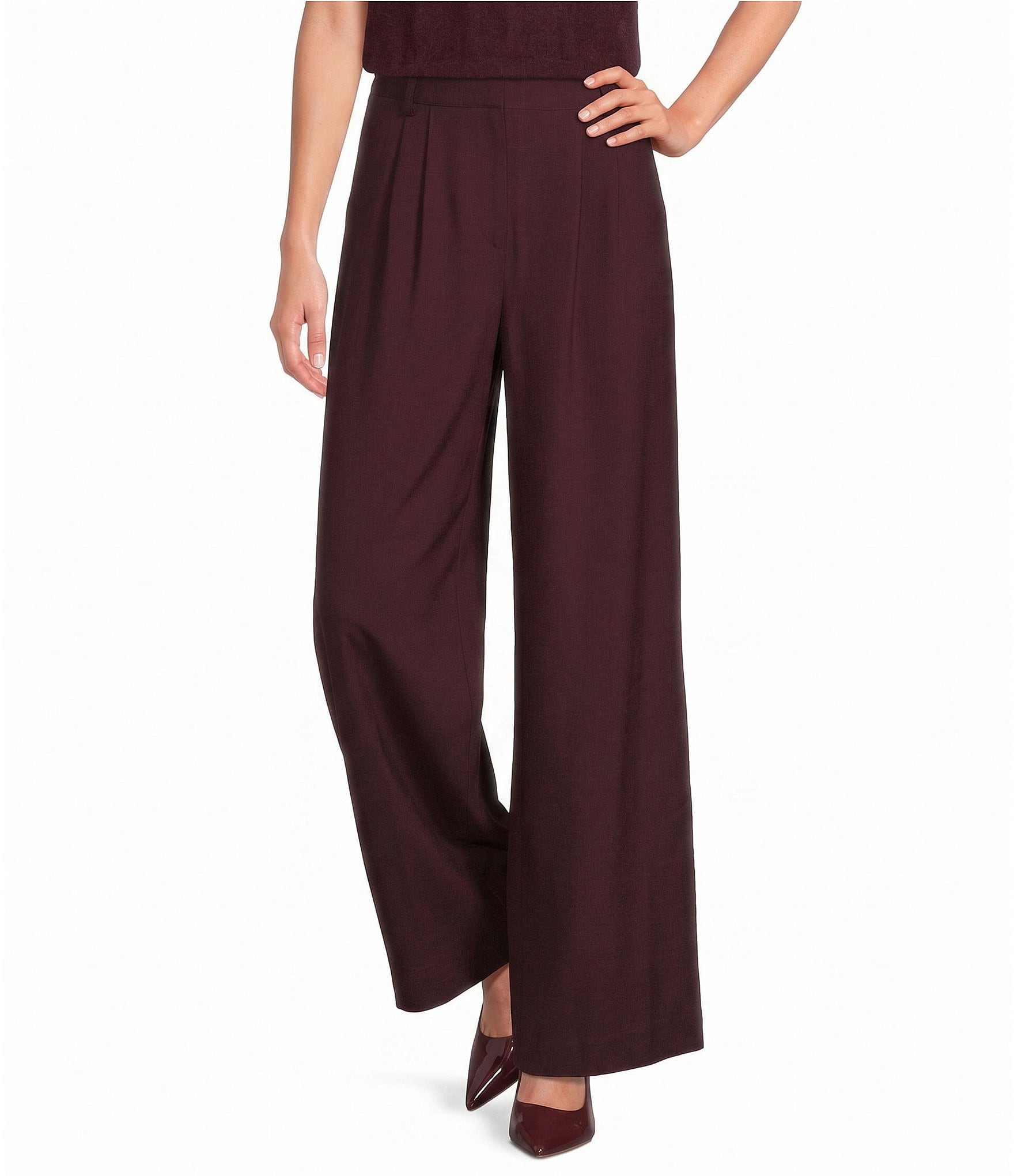 Gianni Bini Nora Drapey Mid Rise Wide Leg Trouser Pants