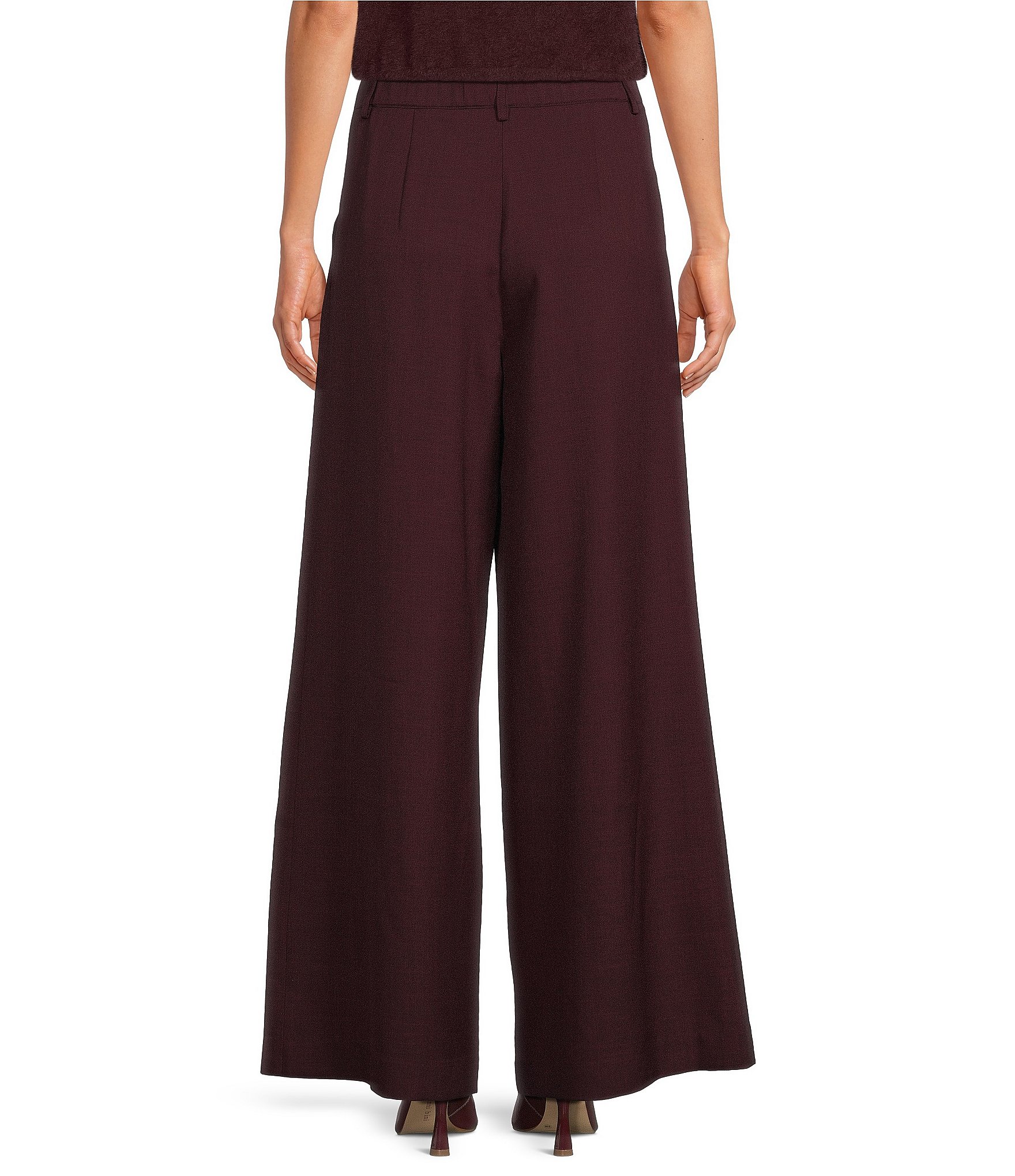 Gianni Bini Nora Drapey Mid Rise Wide Leg Trouser Pants