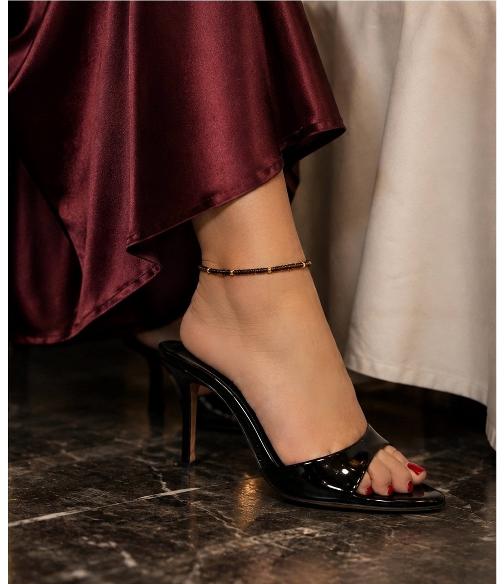 Gianni Bini Nyx Smokey Quartz Bead Anklet