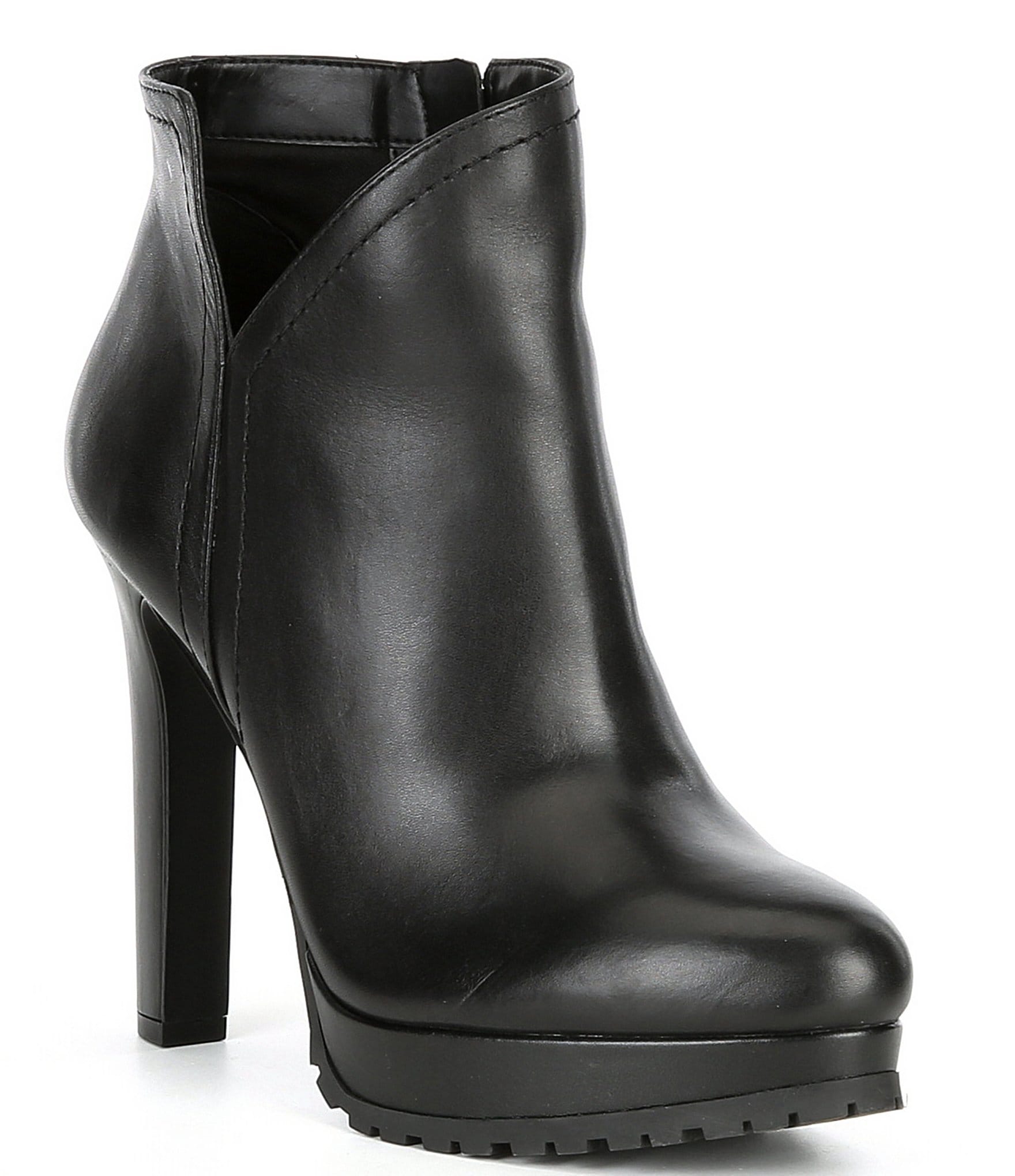 DKNY Toia Leather Lace-Up Platform Booties