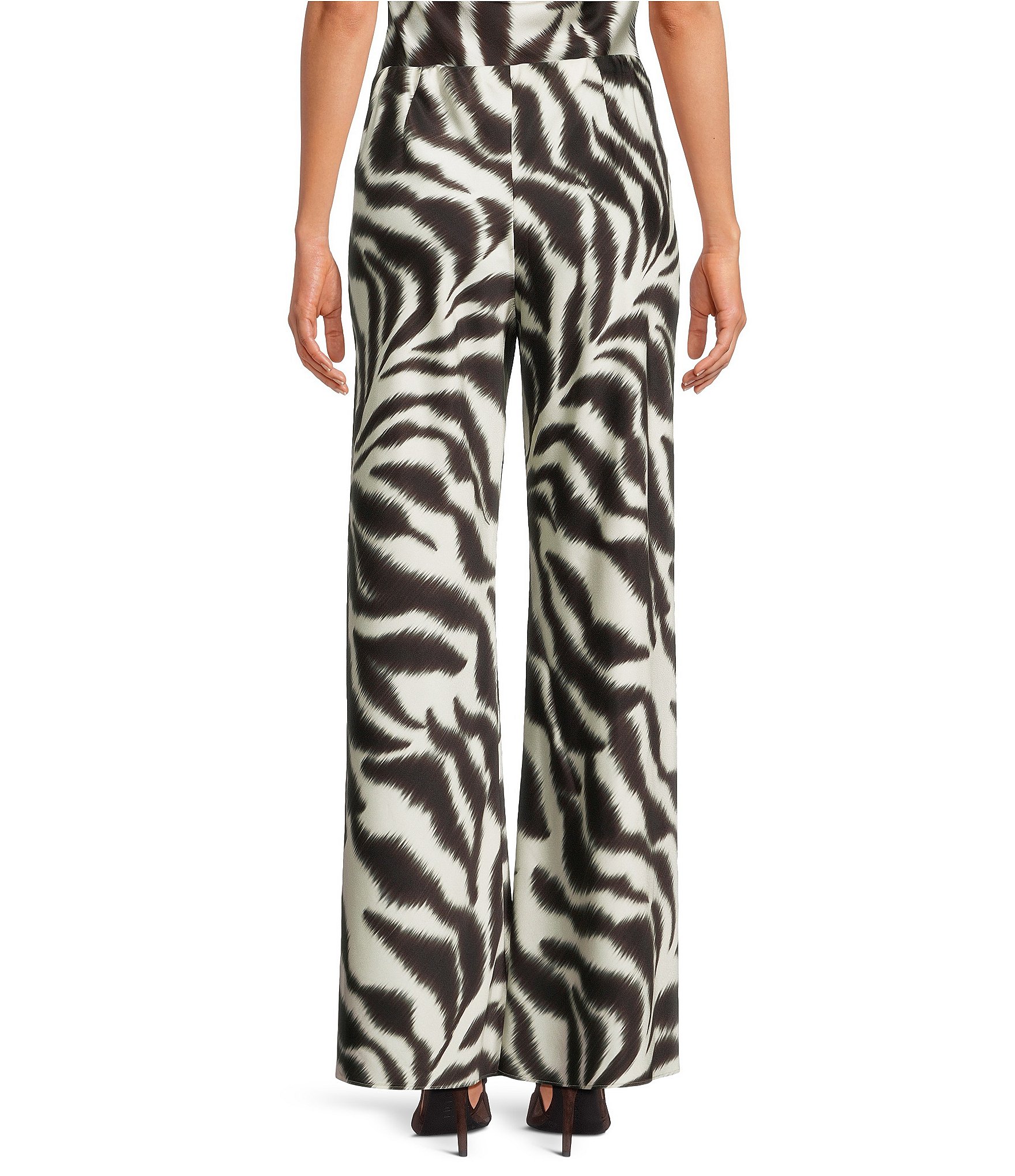 Gianni Bini Opal Zebra Print Straight Leg Coordinating Satin Pants