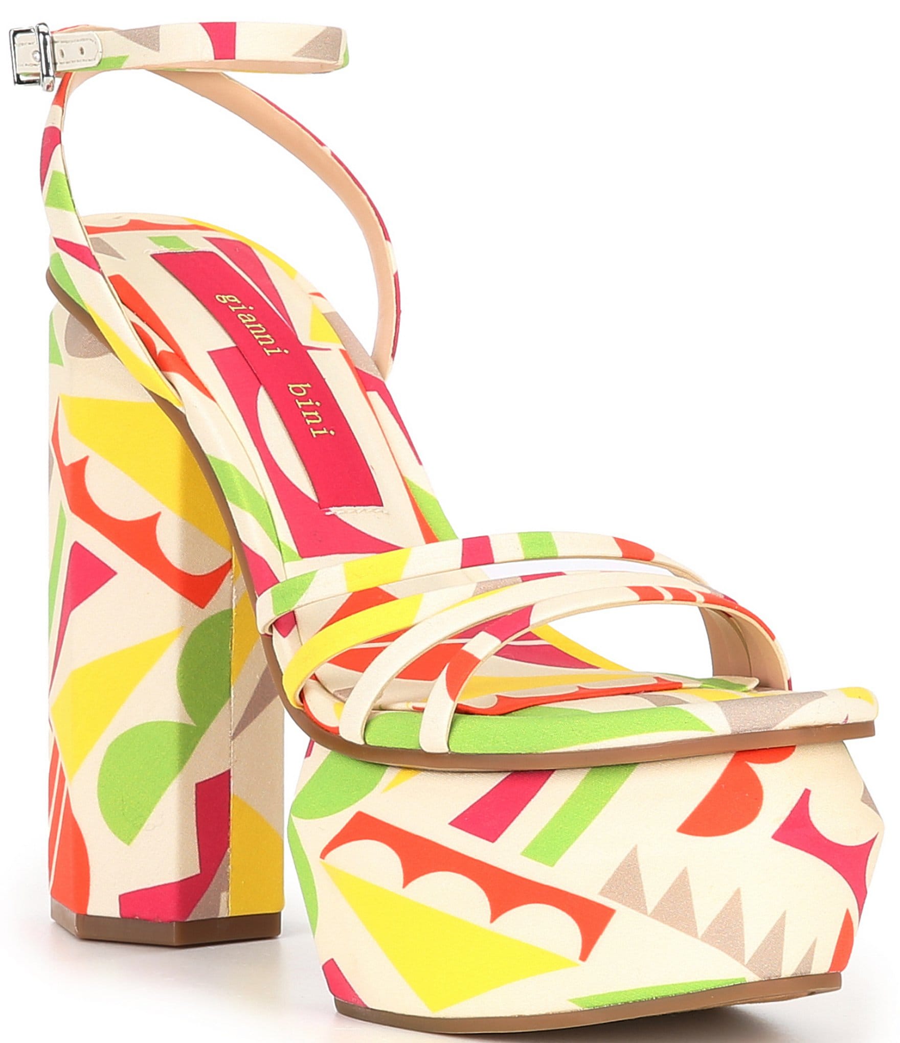 Gianni Bini Parrish Geo Print Strappy Platform Sandals | Dillard's