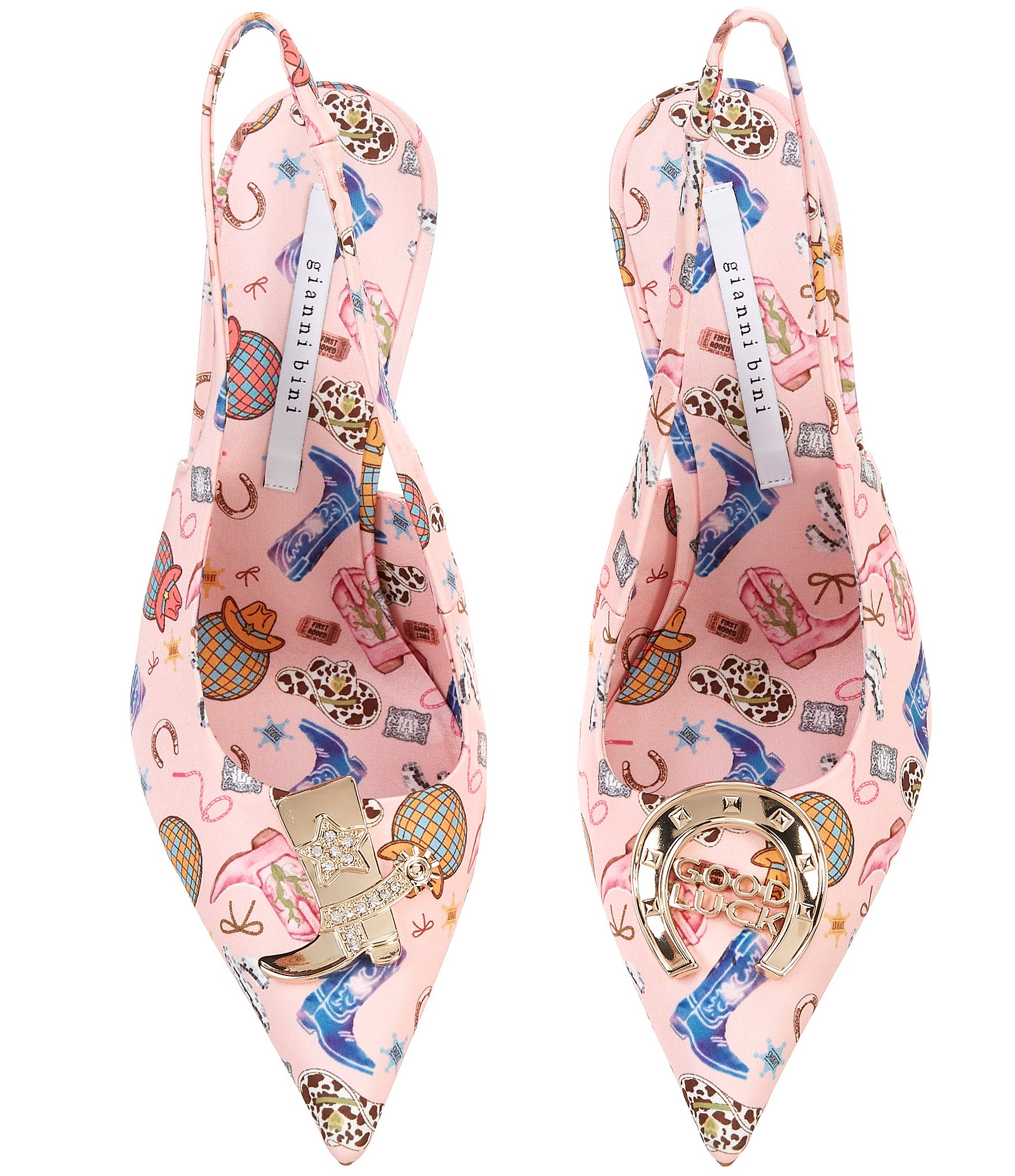 Gianni Bini Parton Rodeo Print Mismatch Ornament Slingback Pumps