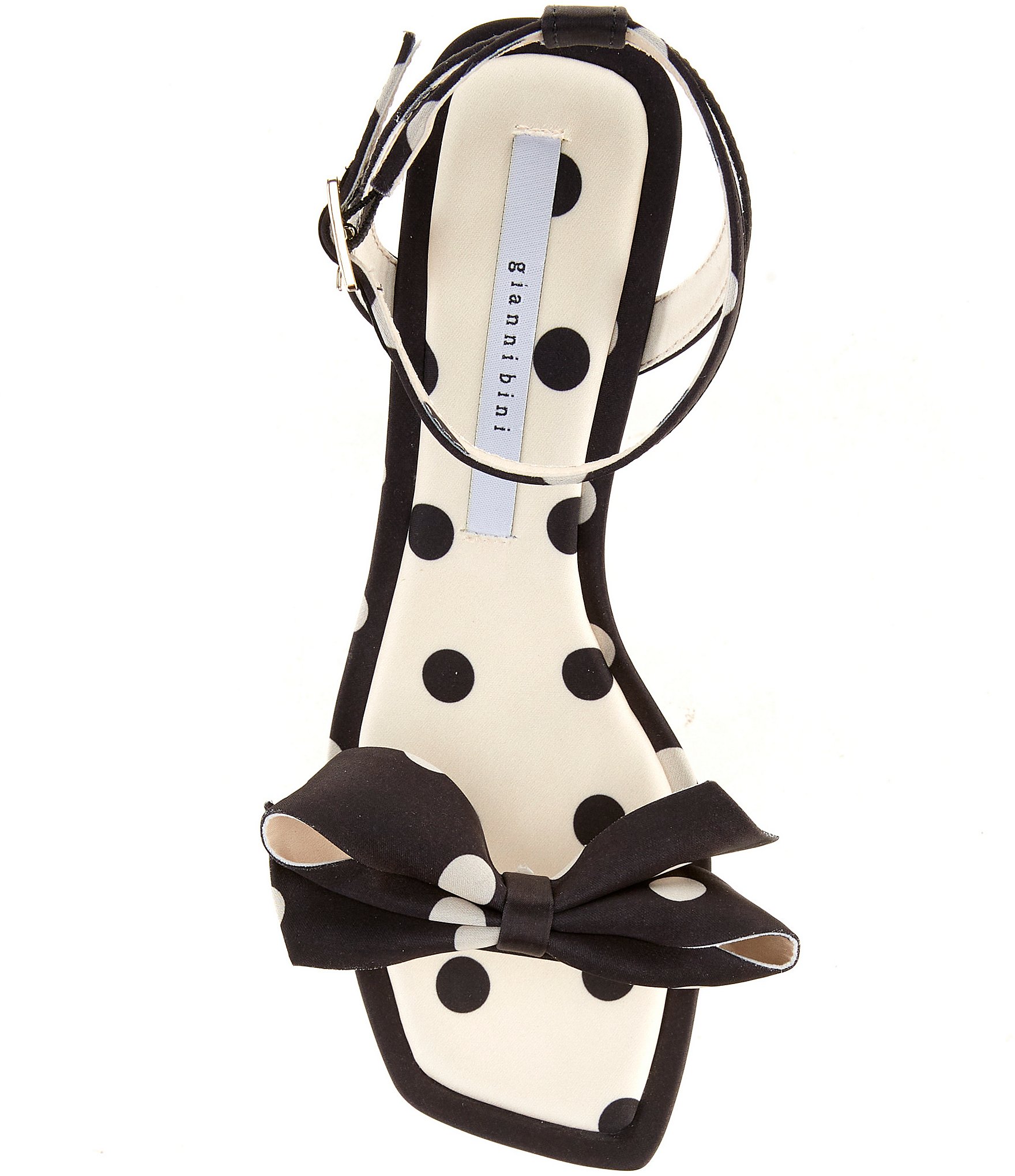 Gianni Bini Ransley Polka Dot Satin Bow Square Toe Dress Sandals