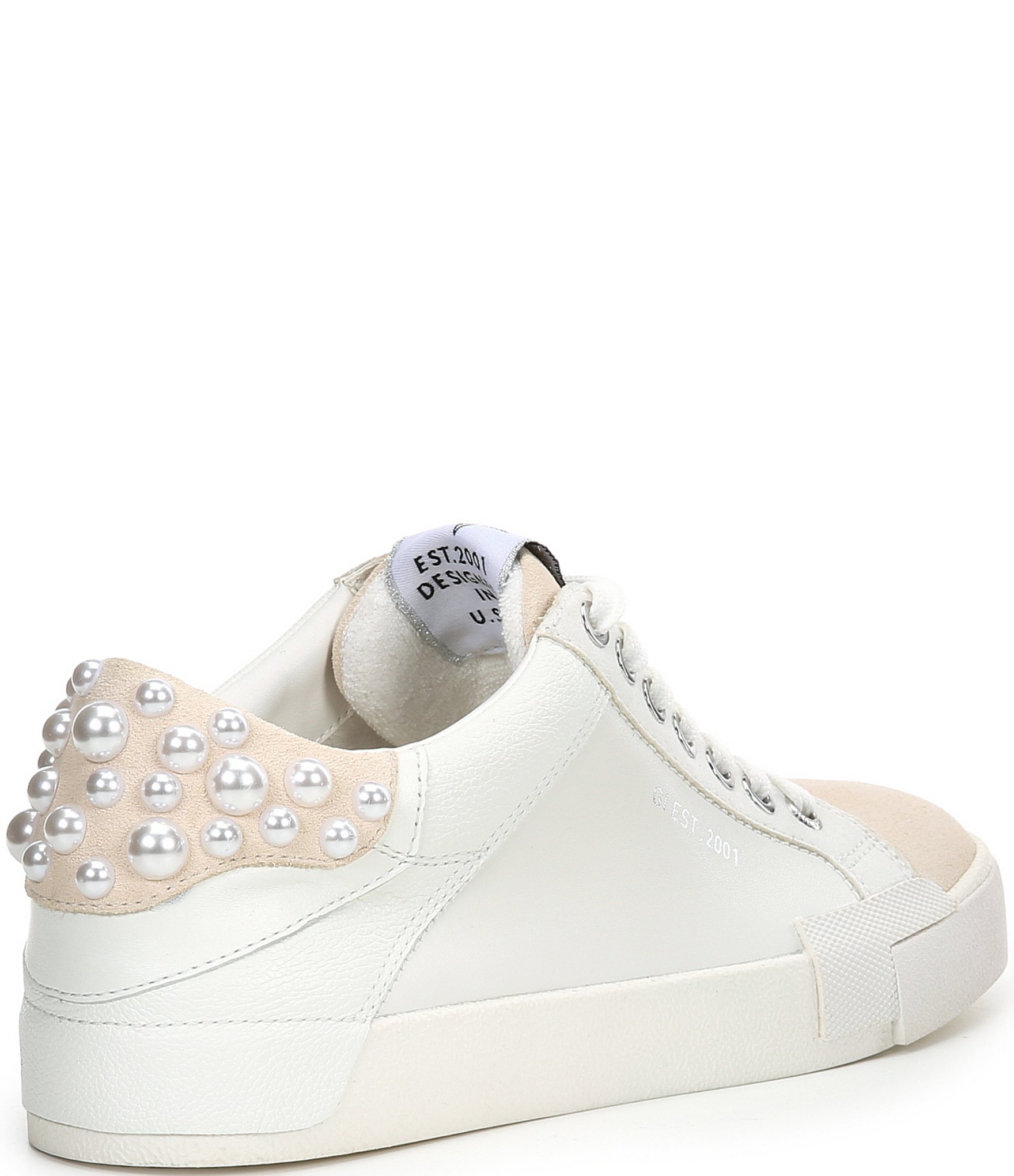 Gianni Bini Rylan Leather Pearl Embellished Platform Sneakers