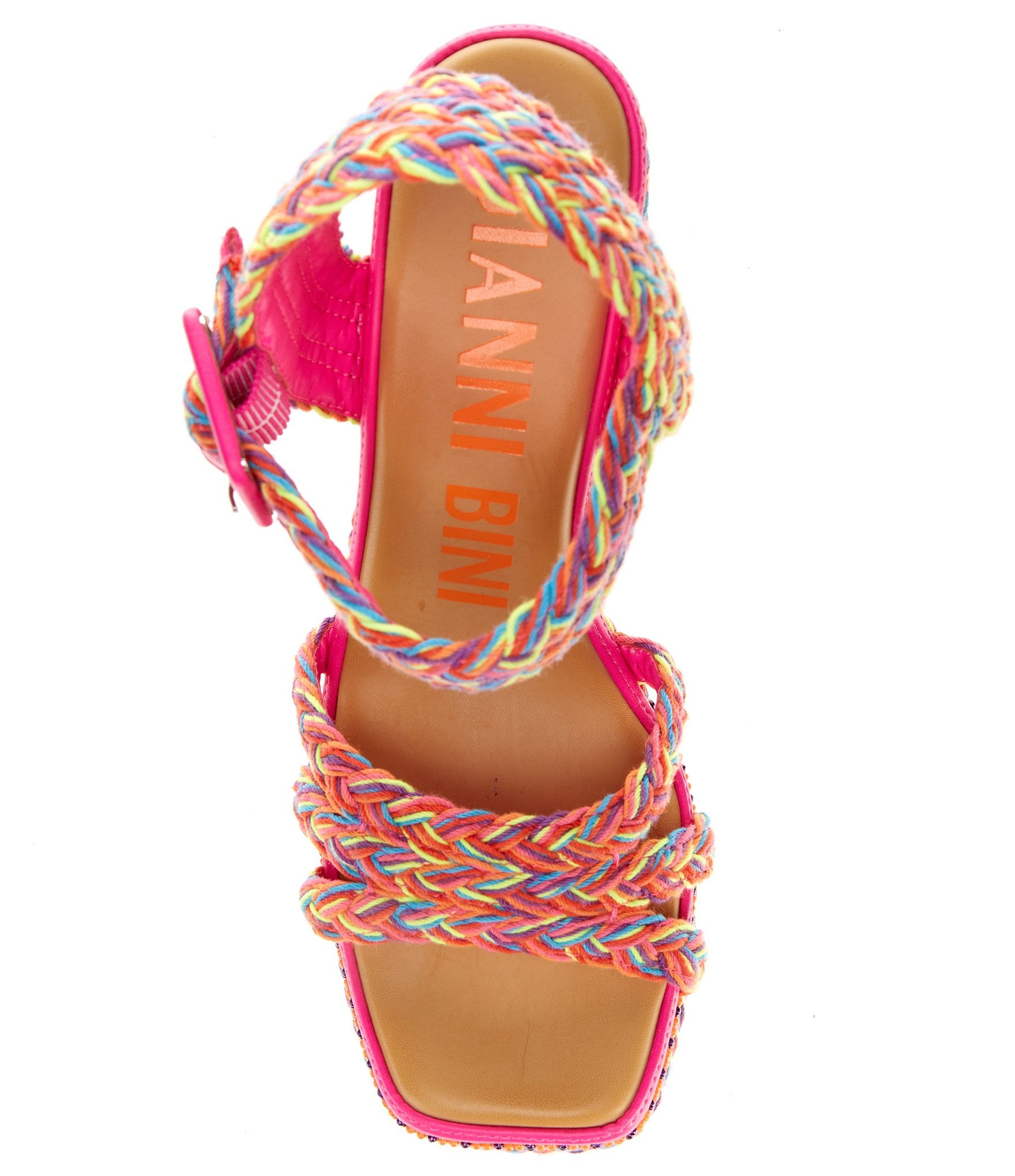 Gianni Bini Santi Woven Beaded Strappy Wedge Sandals