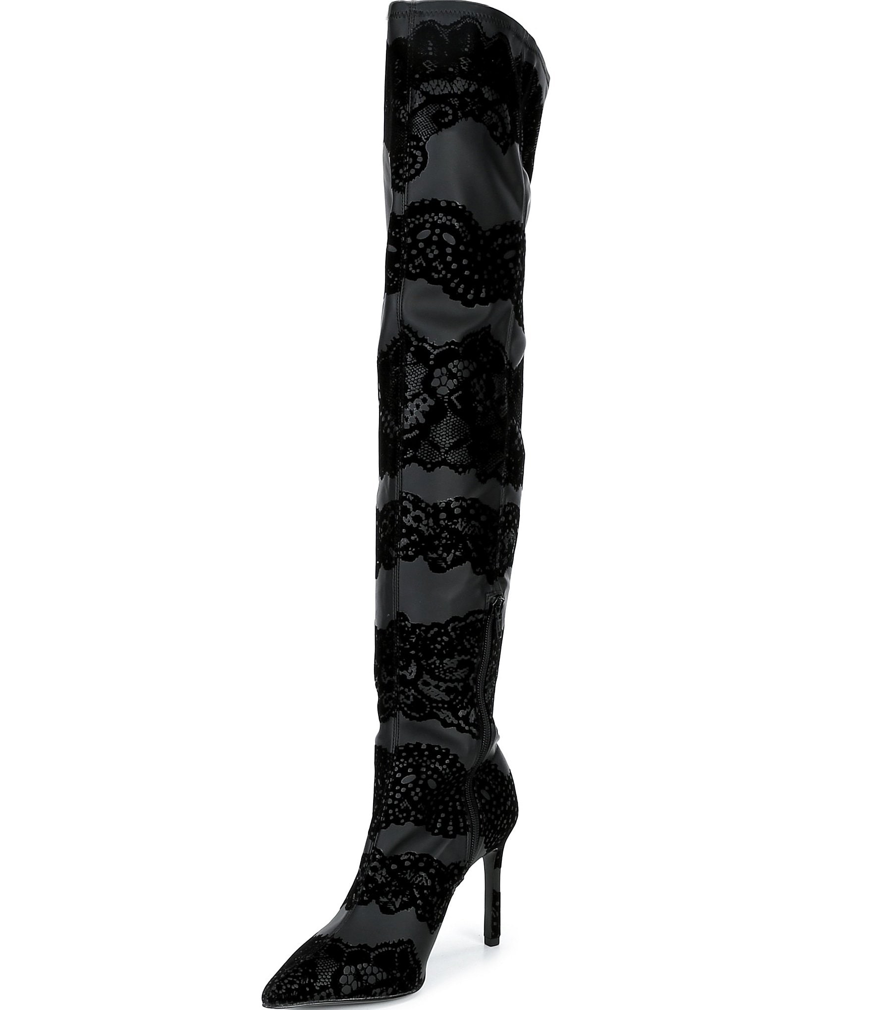 Gianni Bini Sharpe Stretch Lace Stiletto Over the Knee Boots