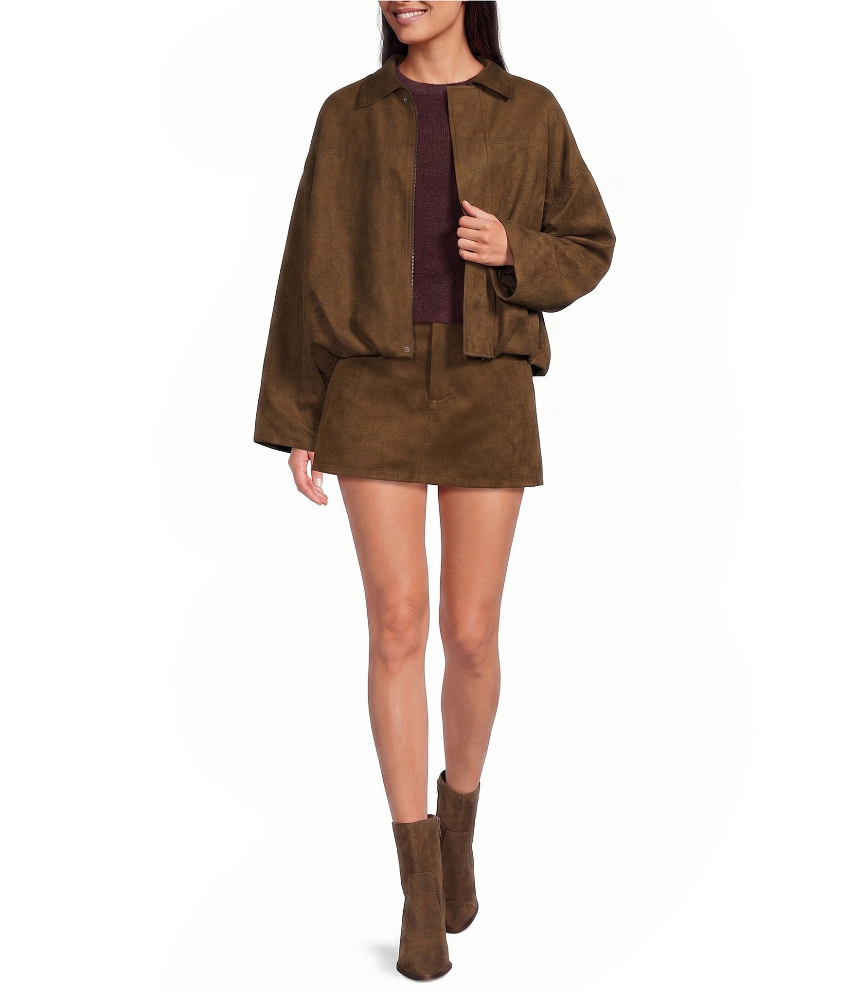 Gianni Bini Suede Coordinating Mini Skirt
