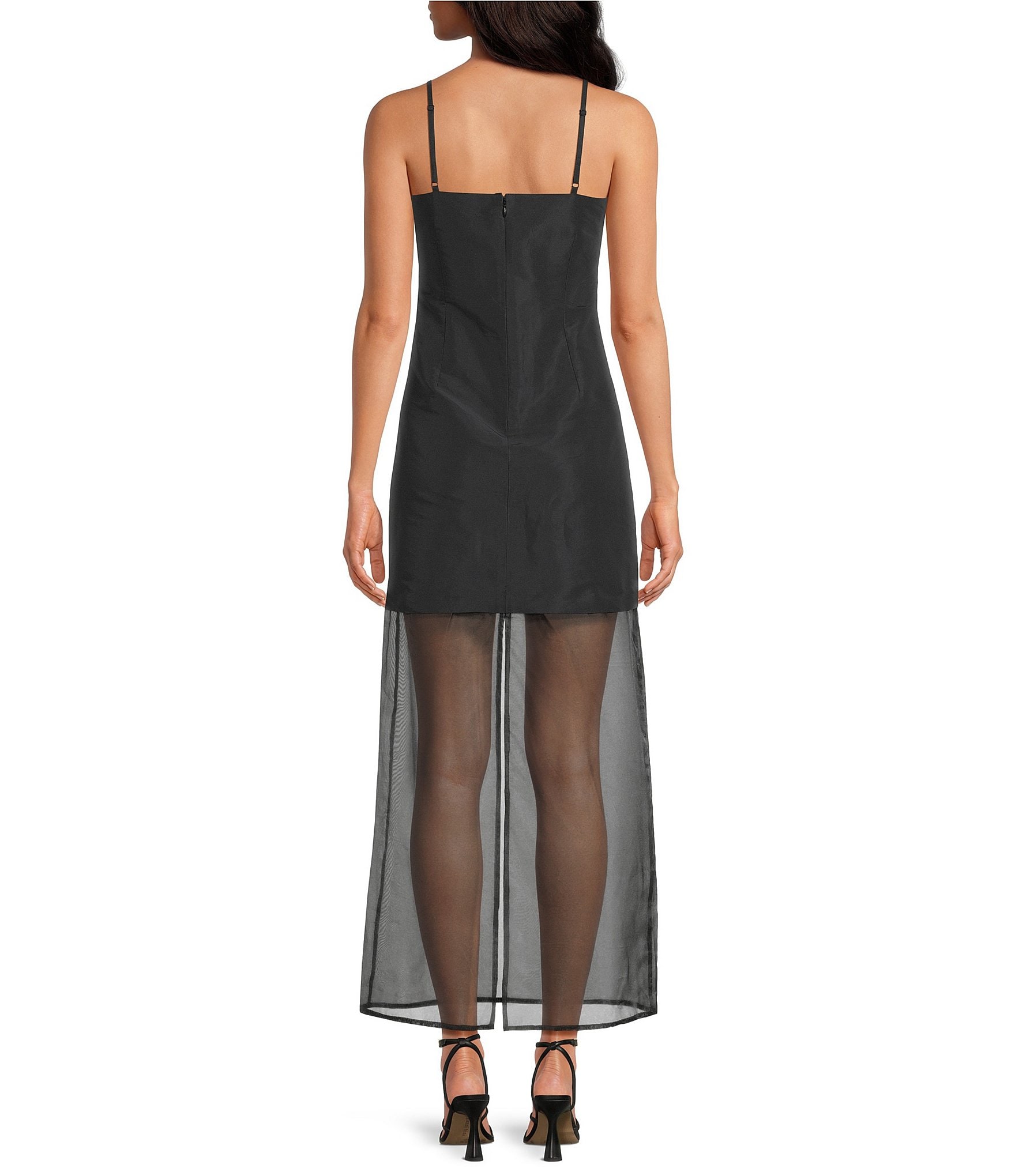 Gianni Bini Tara Organza Square Neck Sleeveless Drop Waist Midi Dress