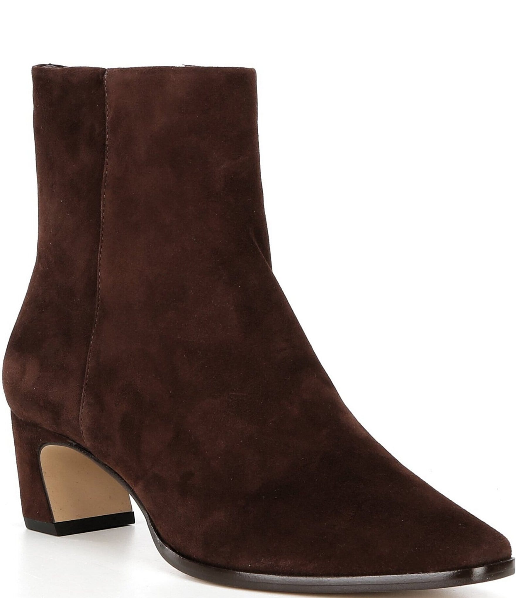 Gianni Bini Waltar Suede Snip Toe Kitten Block Heel Booties