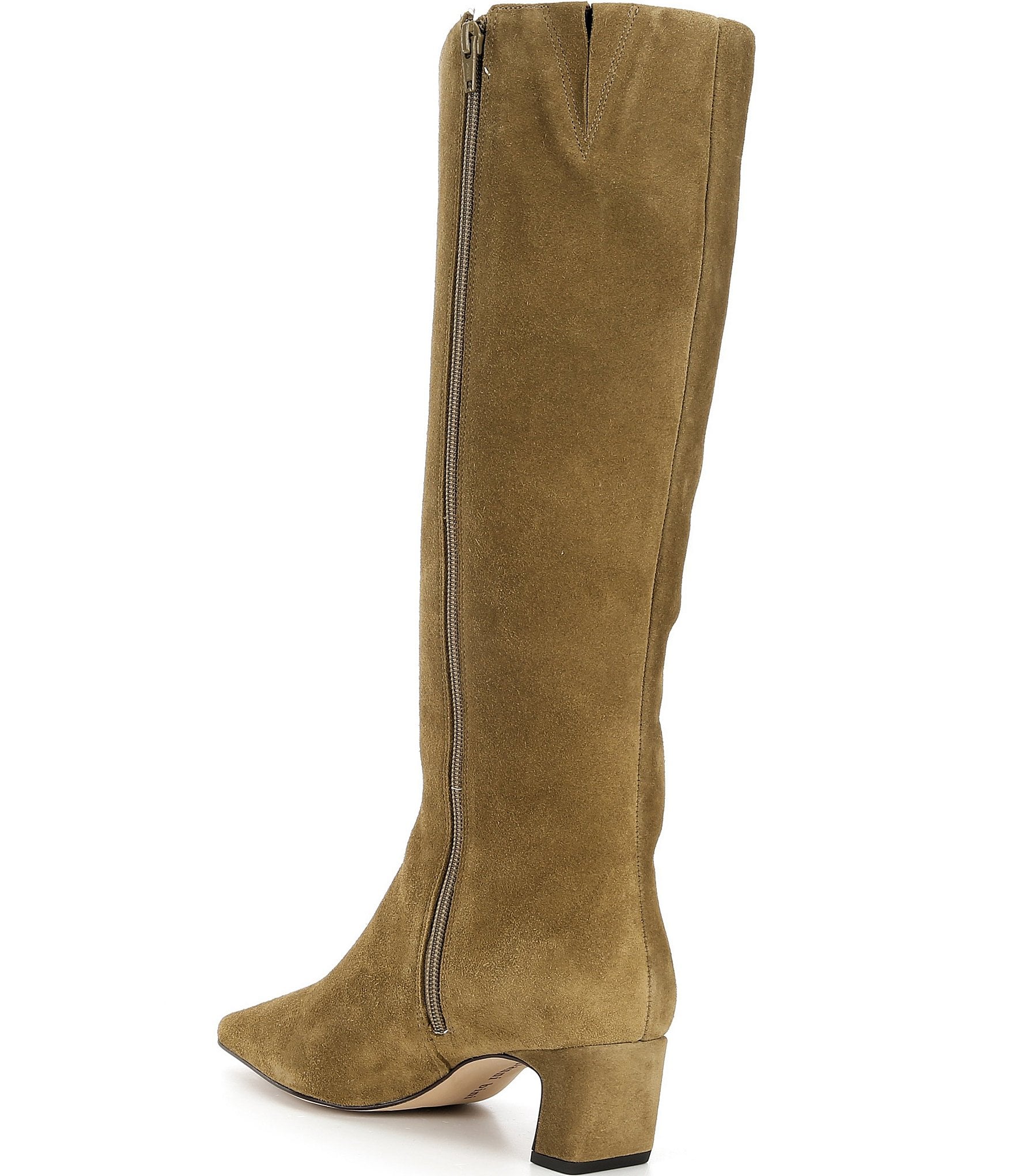 Gianni Bini Weslye Suede Snip Toe Kitten Block Heel Boots