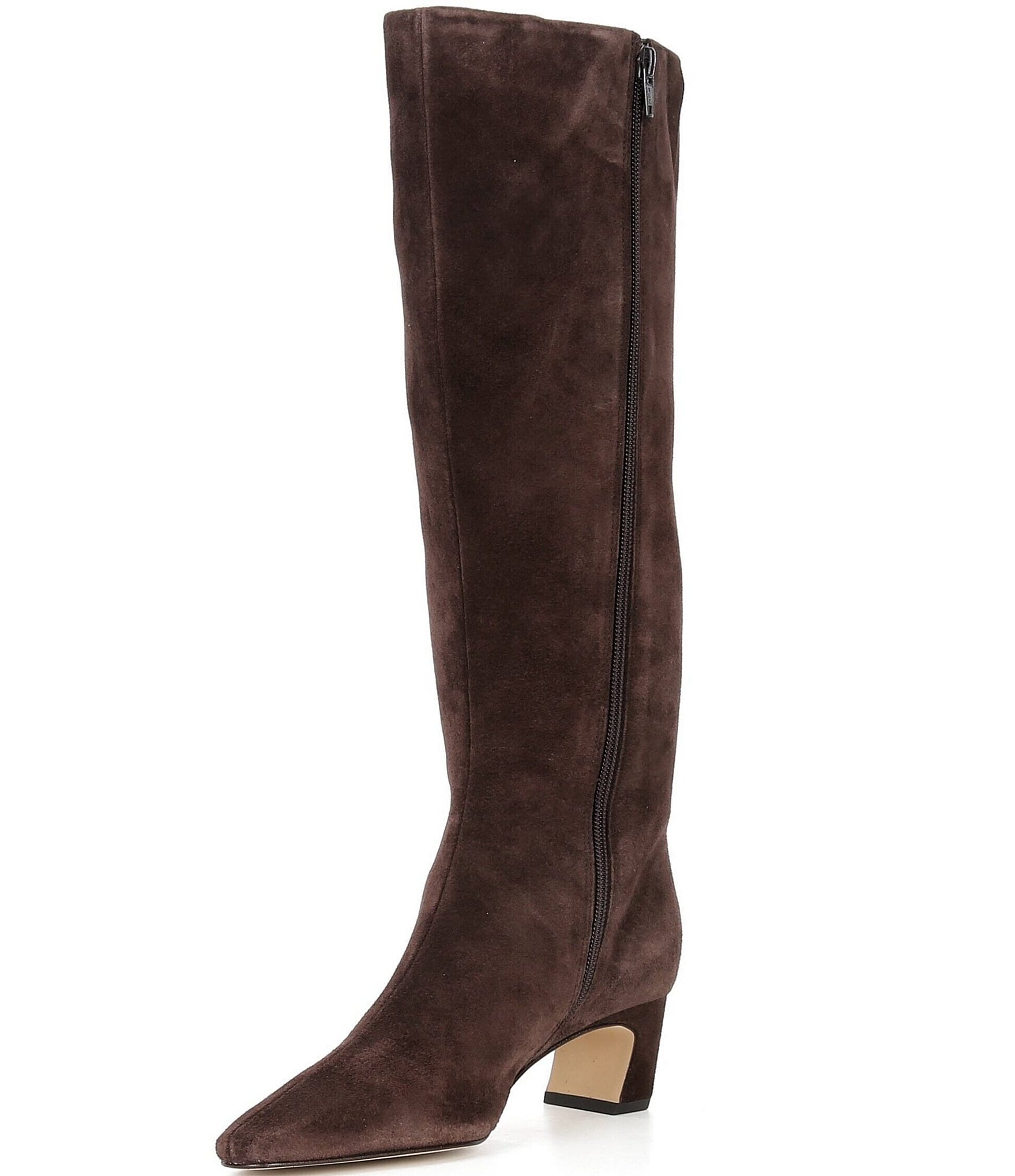 Gianni Bini Weslye Suede Snip Toe Kitten Block Heel Boots