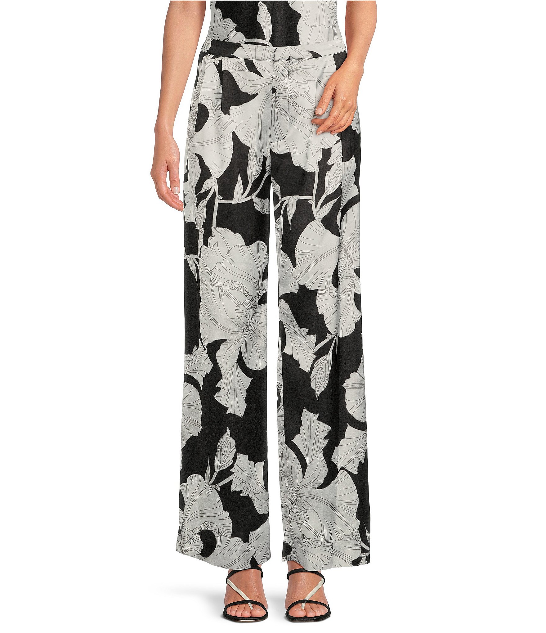 Gianni Bini x Caelynn Bell Allie Floral Printed Satin Trouser Pant ...