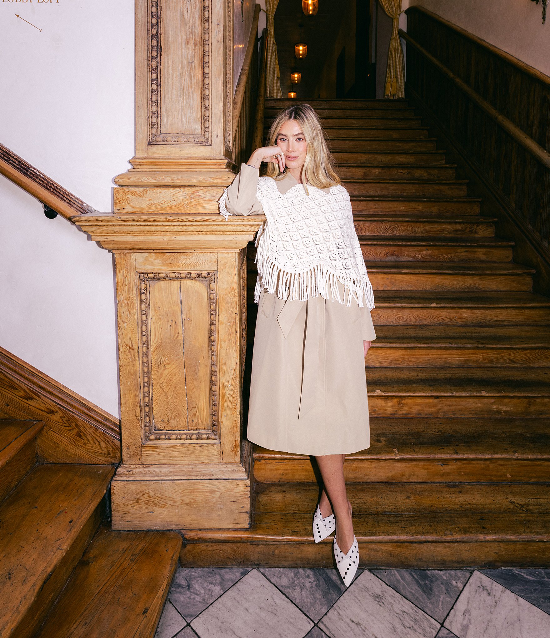 Gianni Bini x Hadley Greene Krissy Khaki Collared Long Sleeve Belted Trench Coat