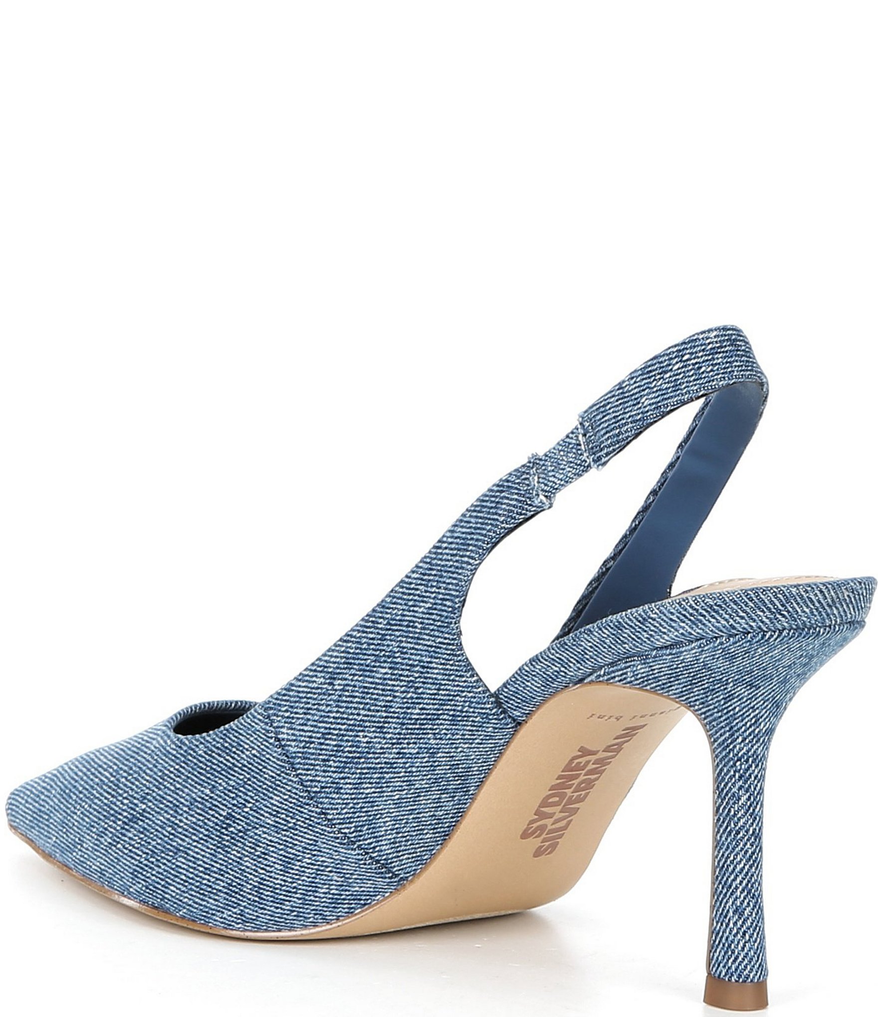 Gianni Bini x Sydney Silverman Christina Denim Pointed Toe Slingback Pumps