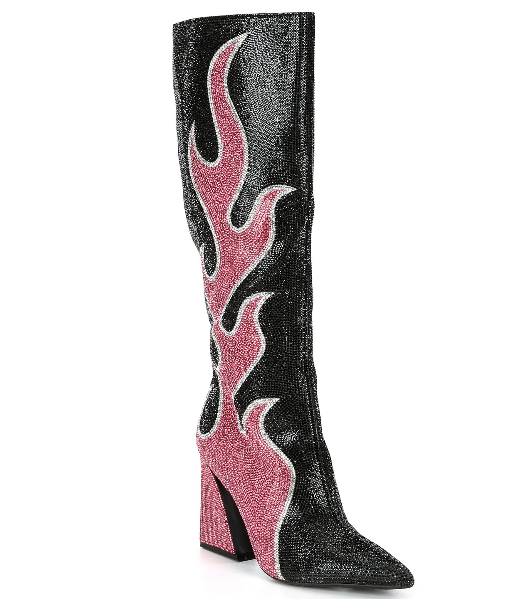 Gianni Bini Zander Rhinestone Flame Pointed Toe Tall Boots | Dillard's