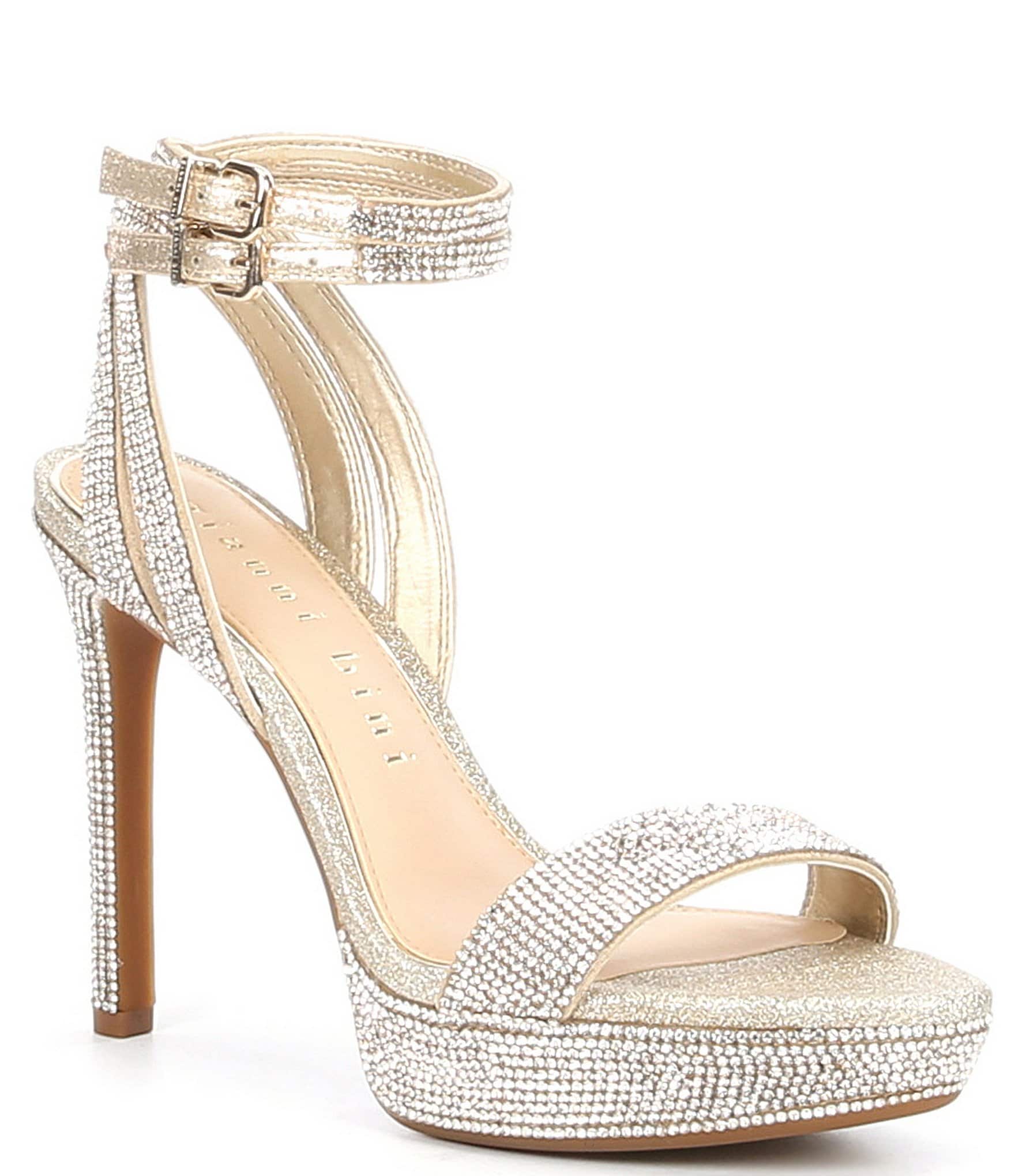Gianni Bini Zinnaa Jewel Embellished Ankle Strap Glitter Platform ...