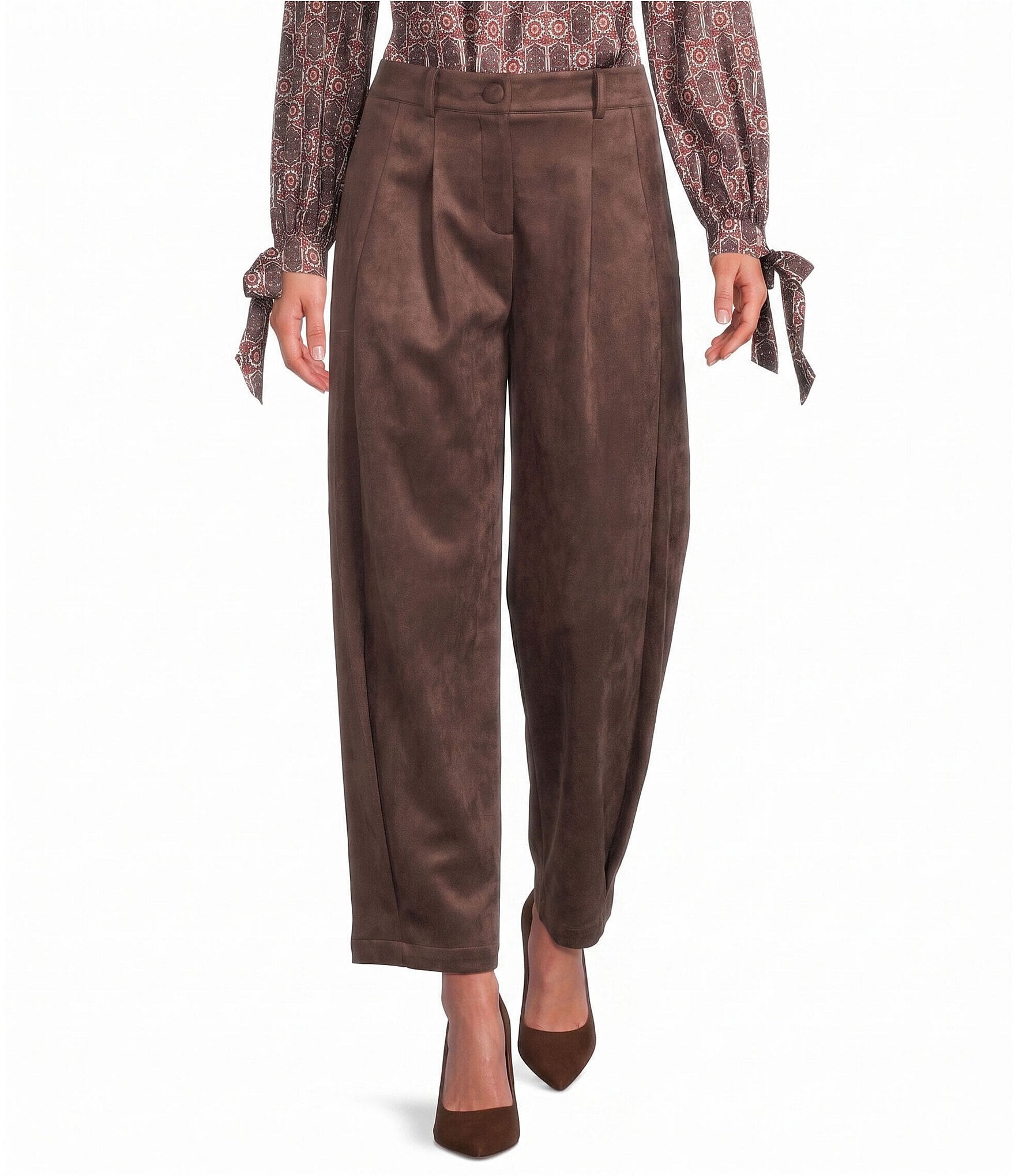 Gibson & Latimer Faux Suede Barrel Leg Pants