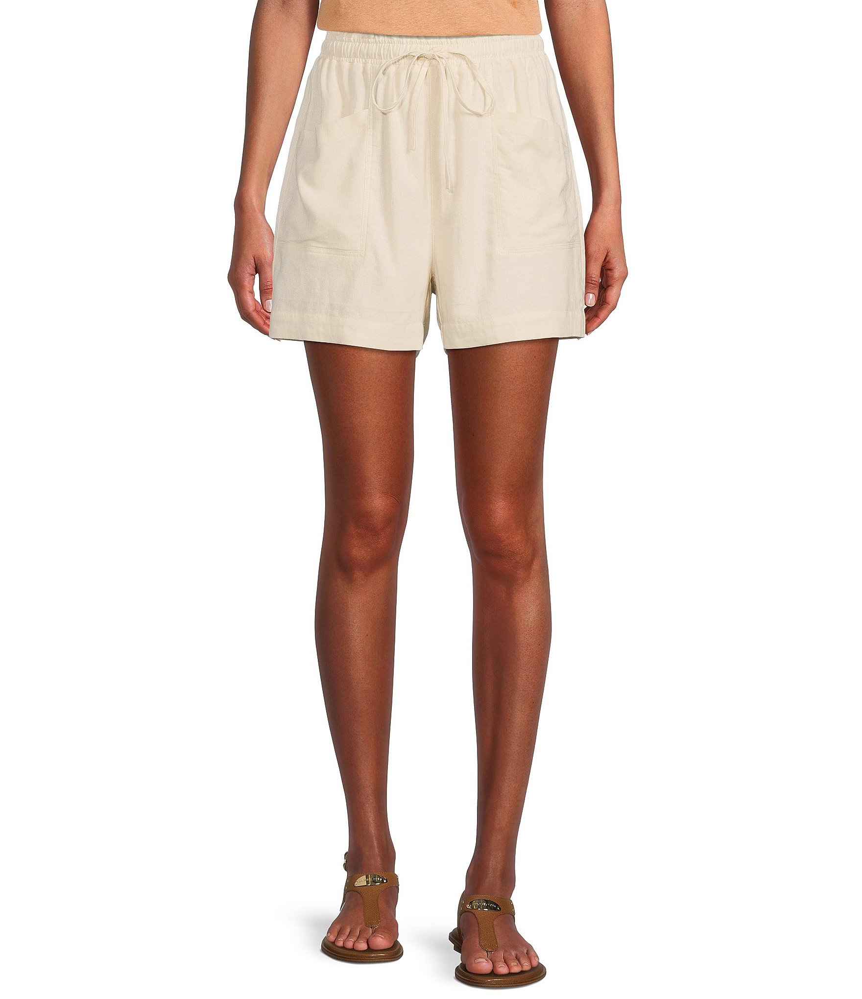 Gibson & Latimer High Waisted Drawstring Waist Cargo Pocket Shorts ...