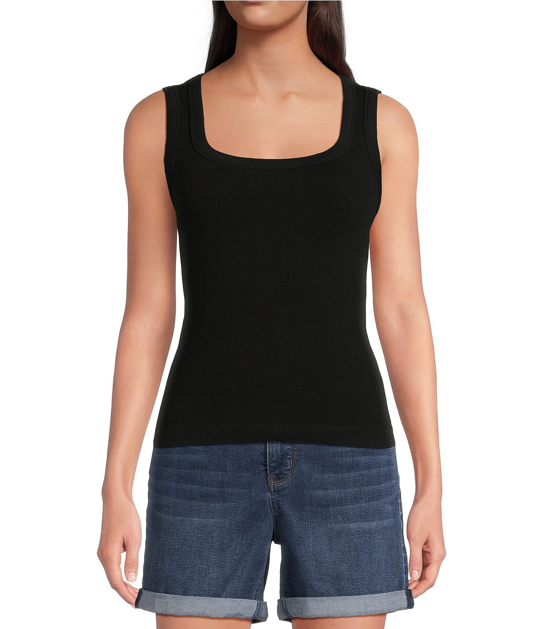 Gibson & Latimer Ribbed Knit Scoop Neck Sleeveless Tank Top