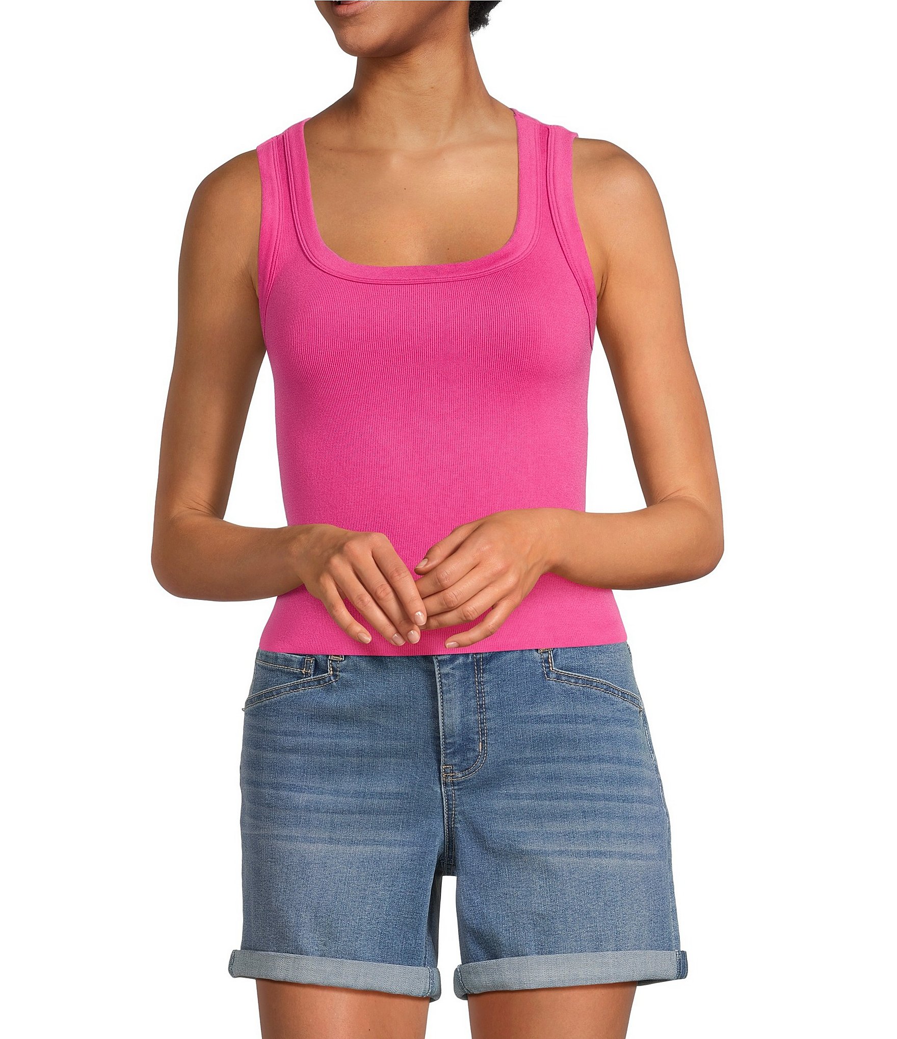 Gibson & Latimer Ribbed Knit Scoop Neck Sleeveless Tank Top