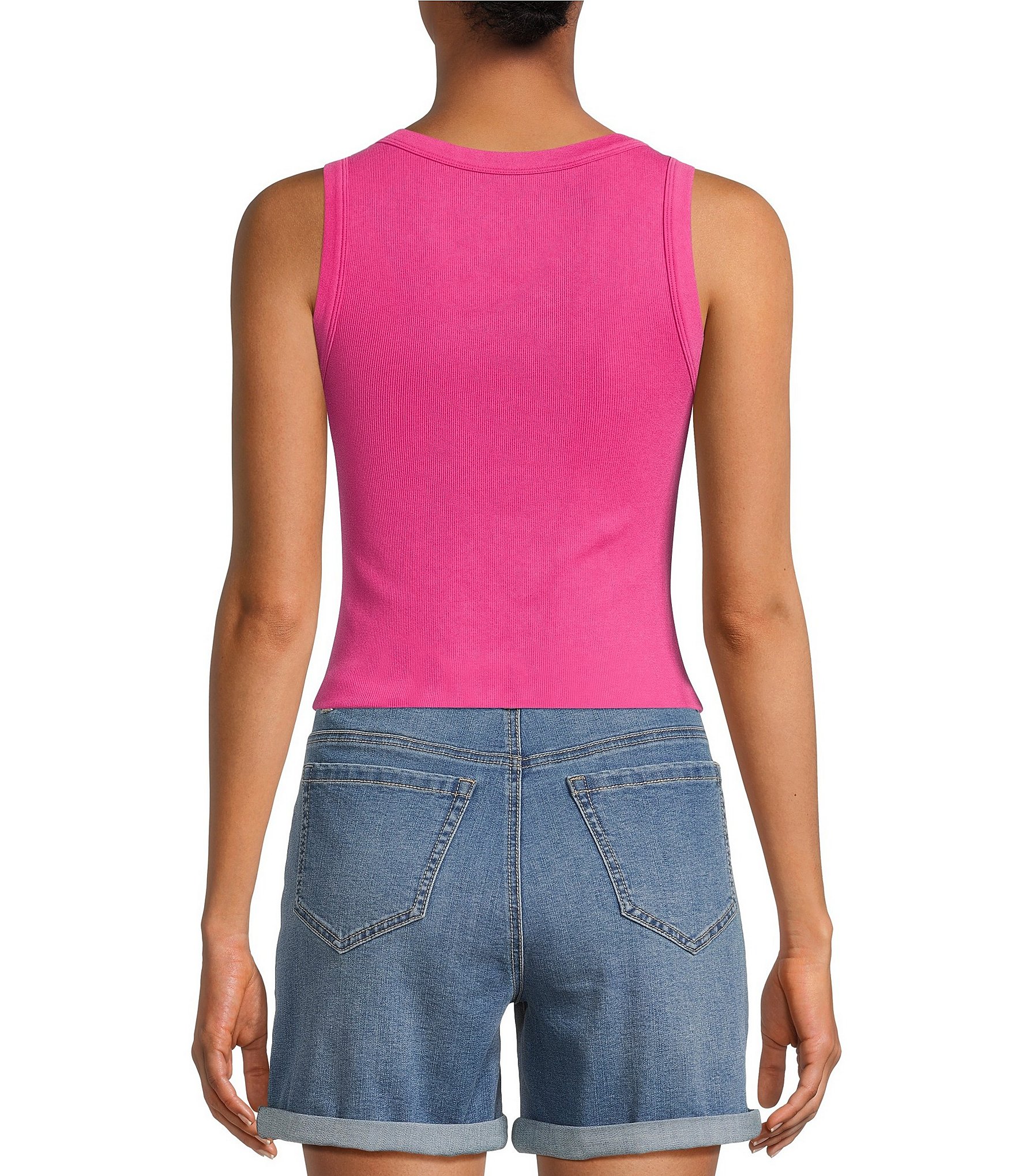 Gibson & Latimer Ribbed Knit Scoop Neck Sleeveless Tank Top