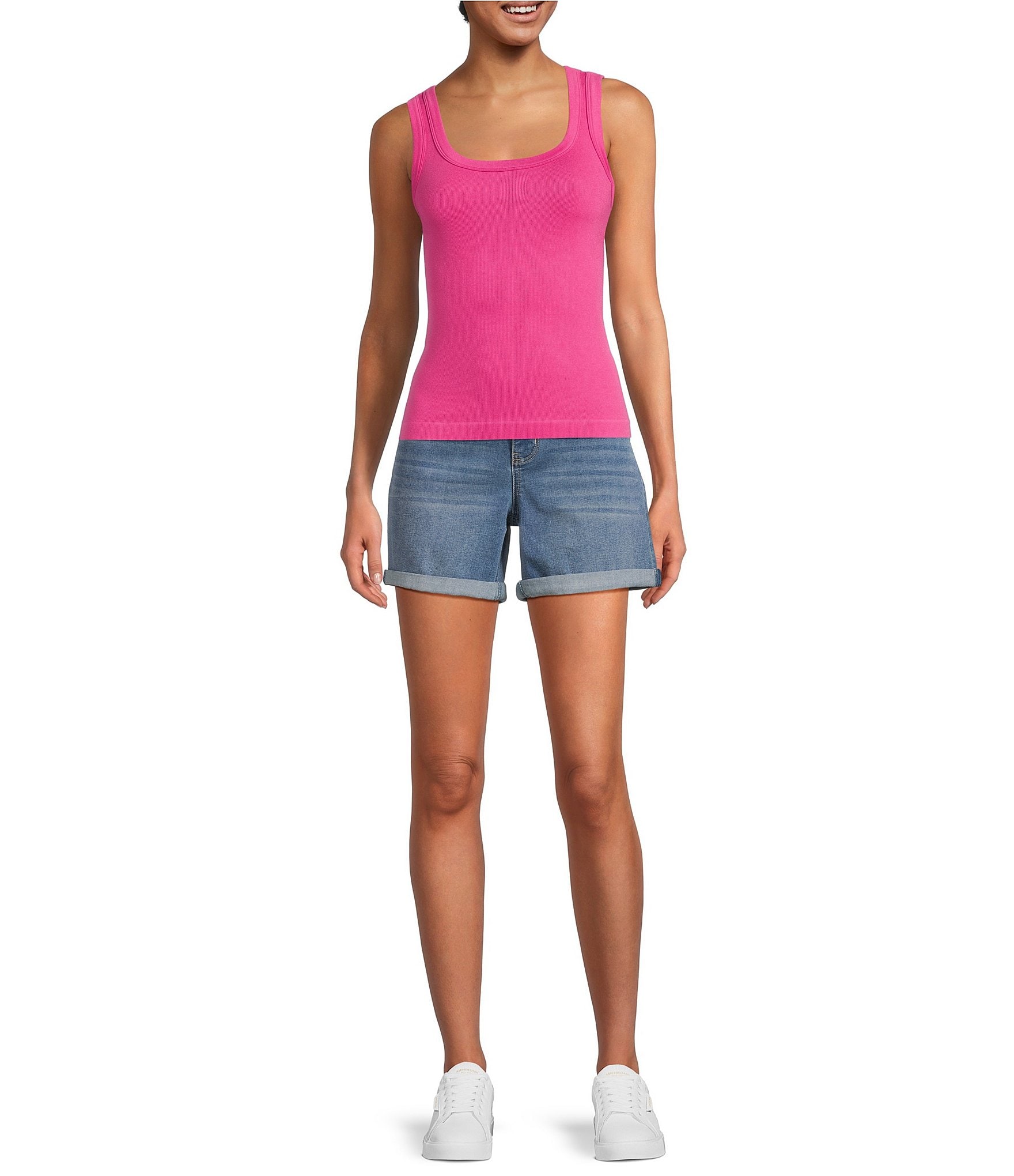 Gibson & Latimer Ribbed Knit Scoop Neck Sleeveless Tank Top