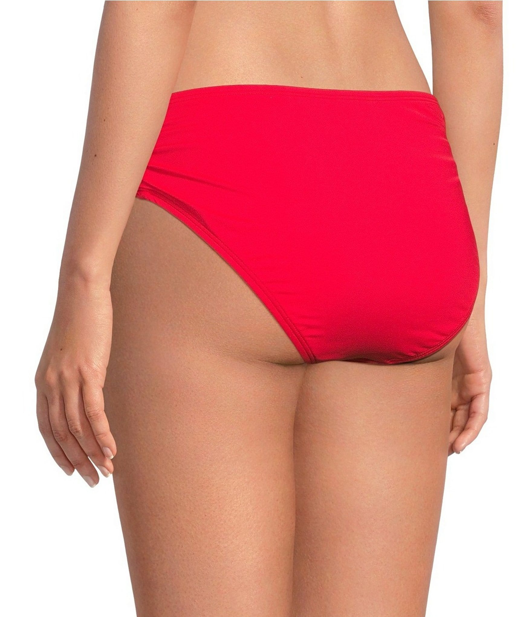 Gibson & Latimer Solid Side Shirred Mid Rise Hipster Swim Bottom