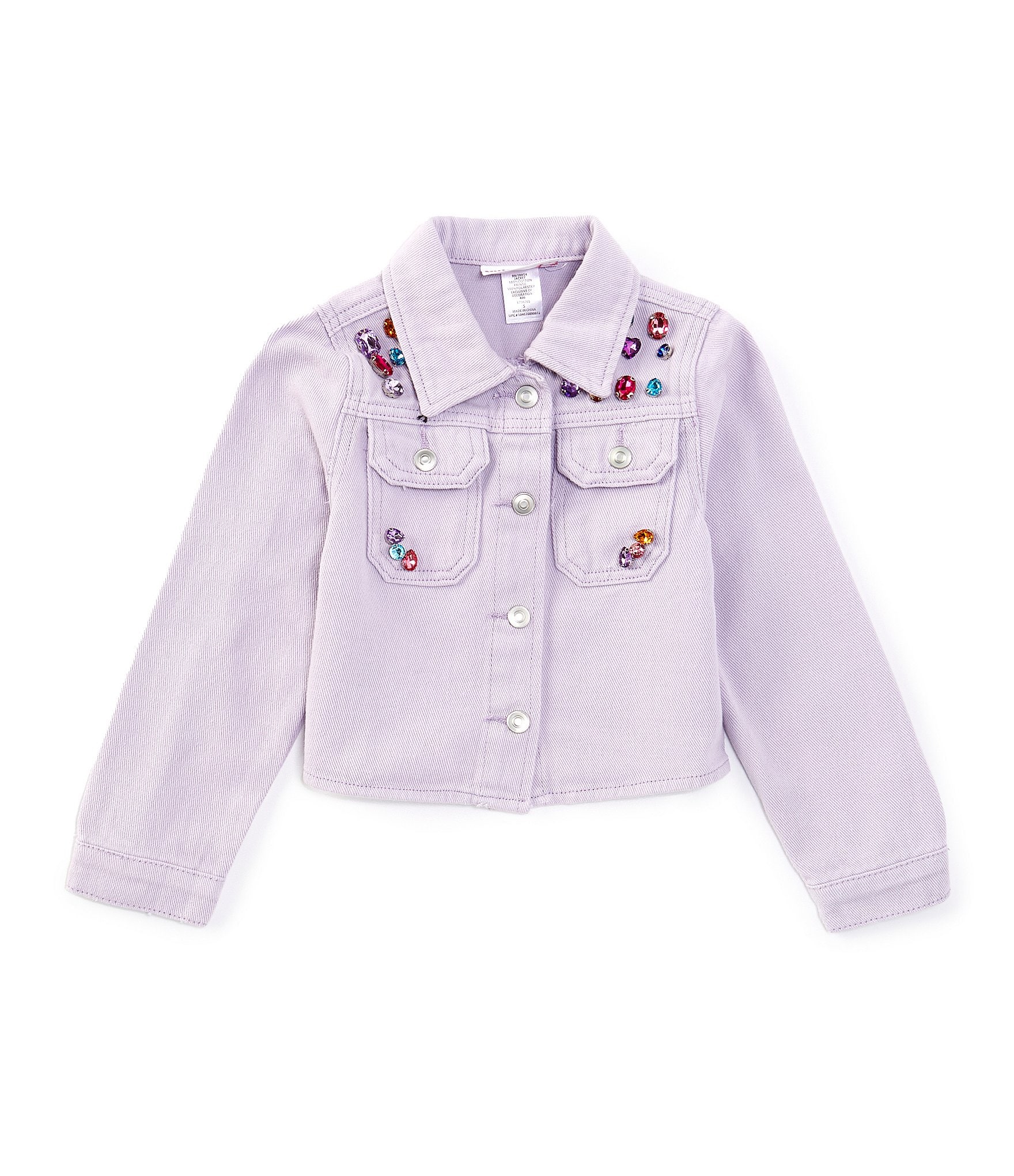 Girls Like Us Little Girls 2T-6X Long-Sleeve Rhinestone-Embellished Denim Jacket